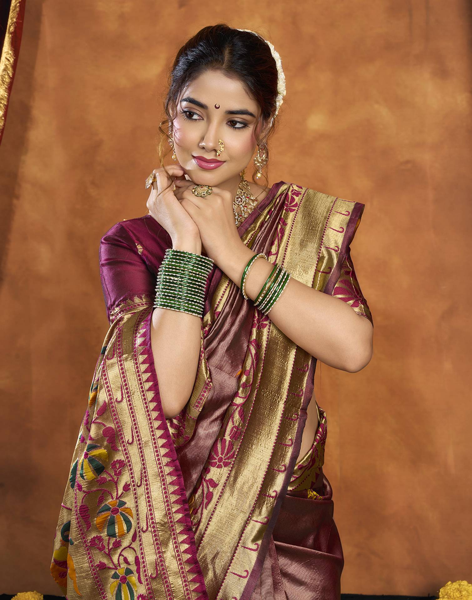 Wine Silk Woven Paithani Saree