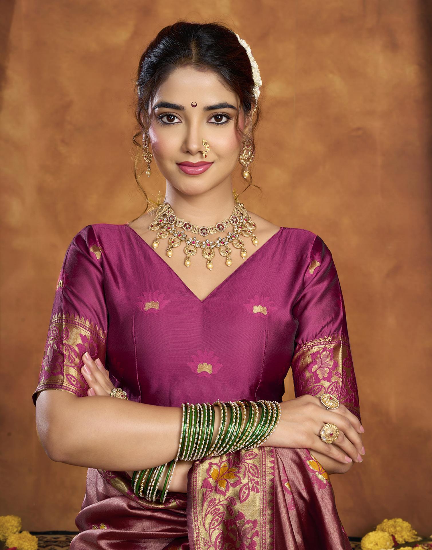 Purple Silk Woven Paithani Saree