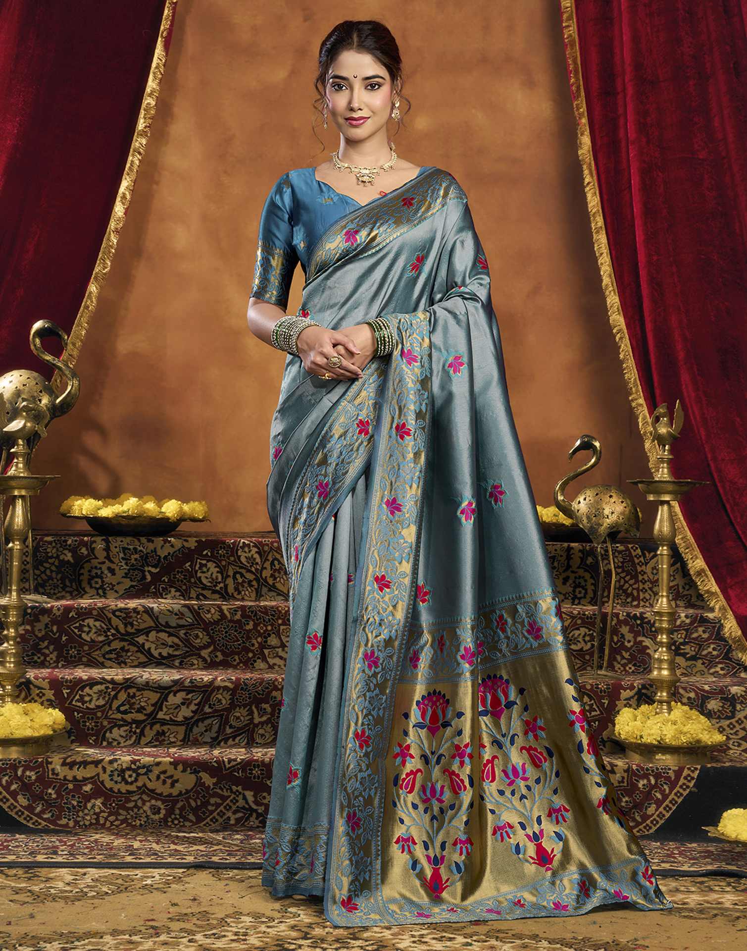 Blue Silk Woven Paithani Saree