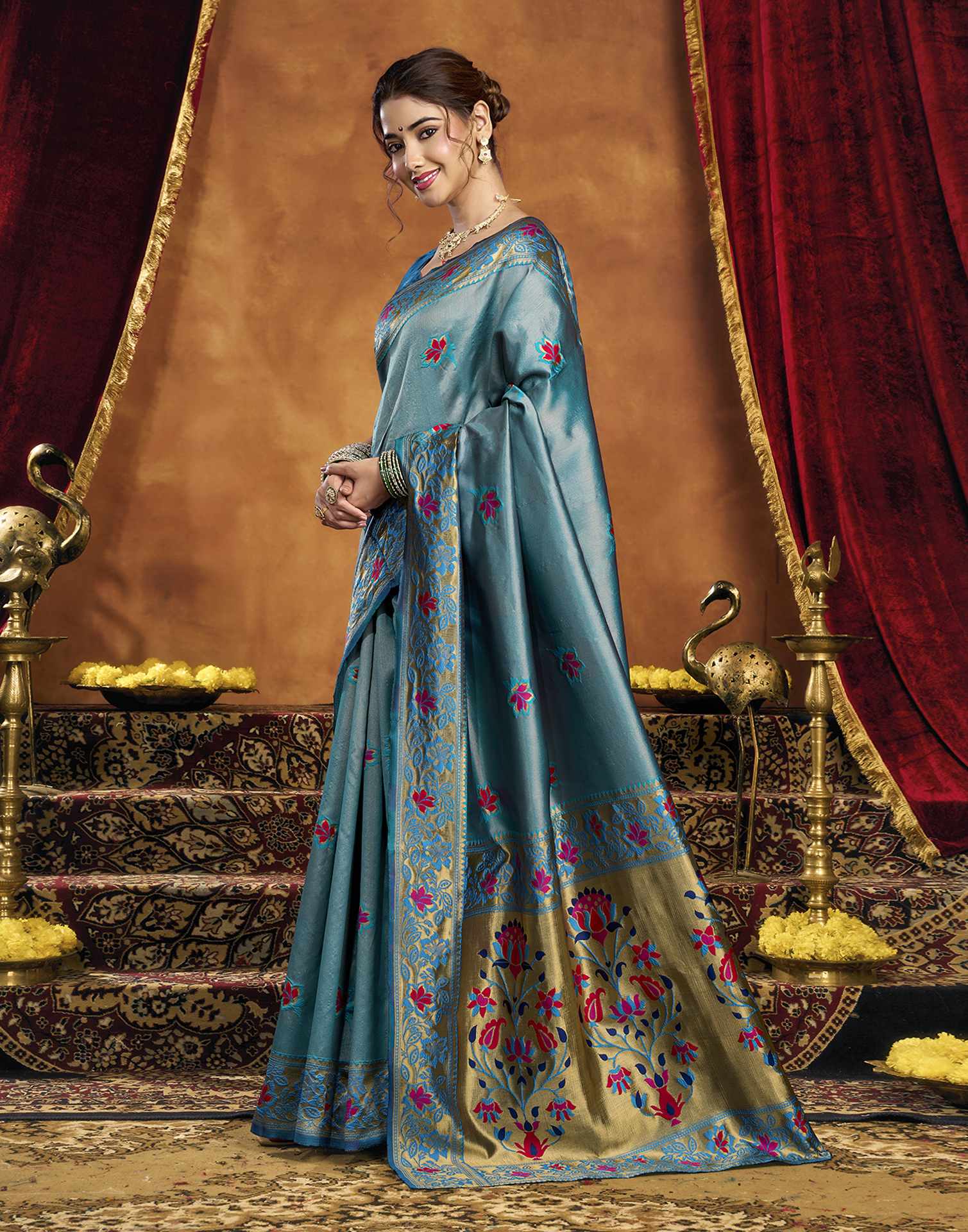 Blue Silk Woven Paithani Saree