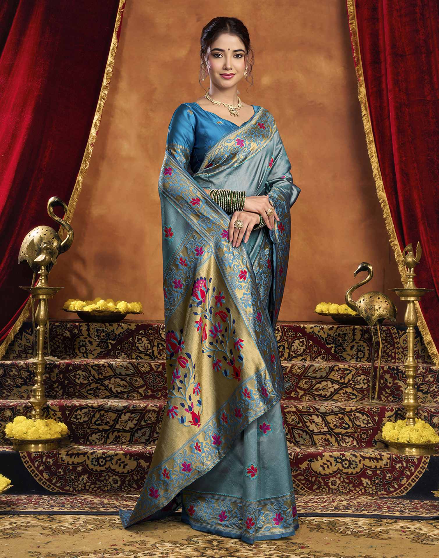 Blue Silk Woven Paithani Saree