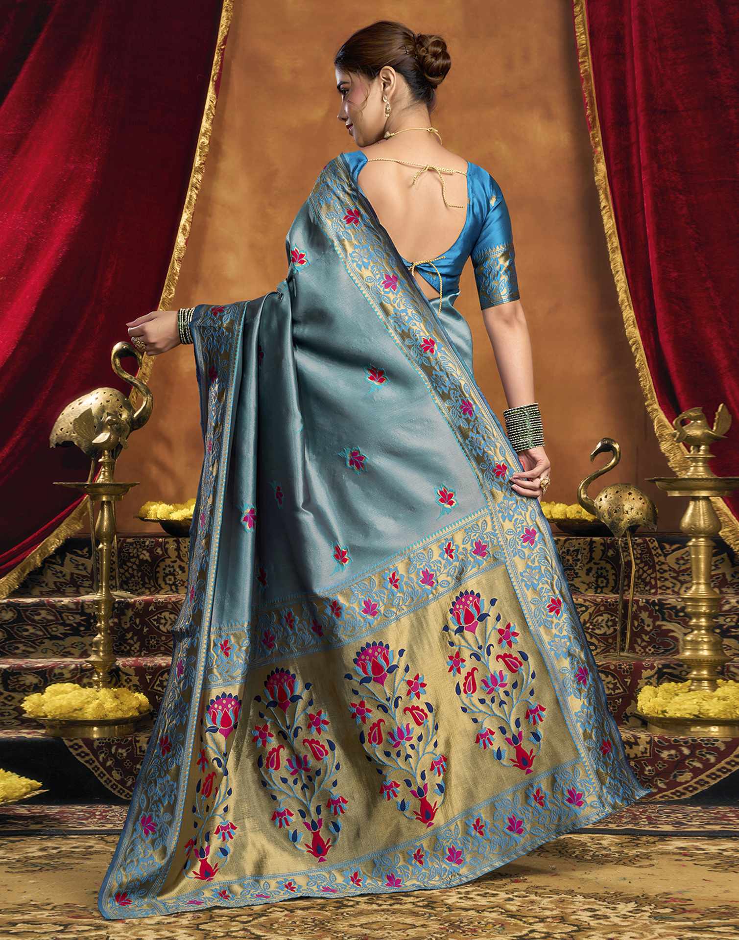 Blue Silk Woven Paithani Saree