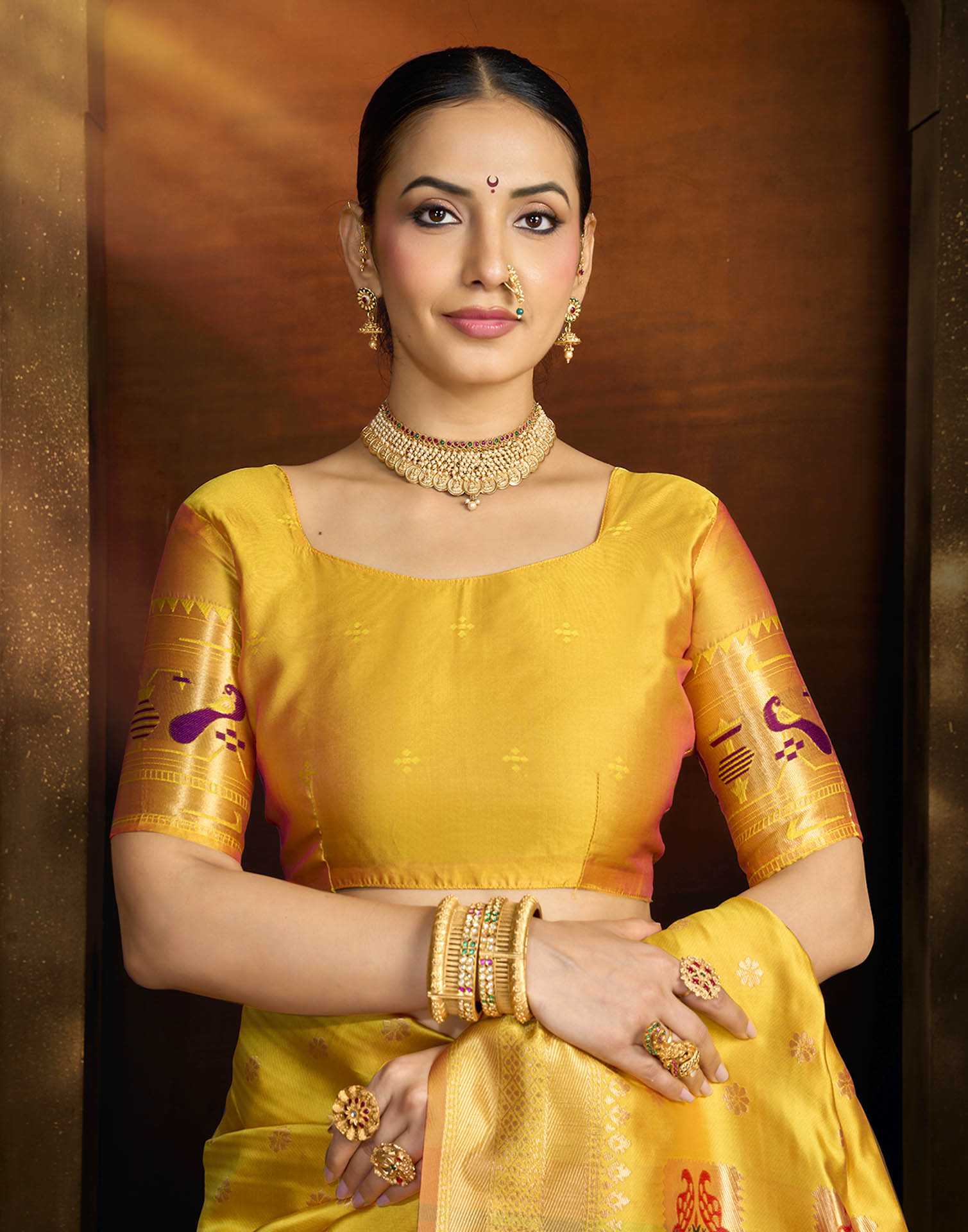 Yellow Silk Woven Paithani Saree