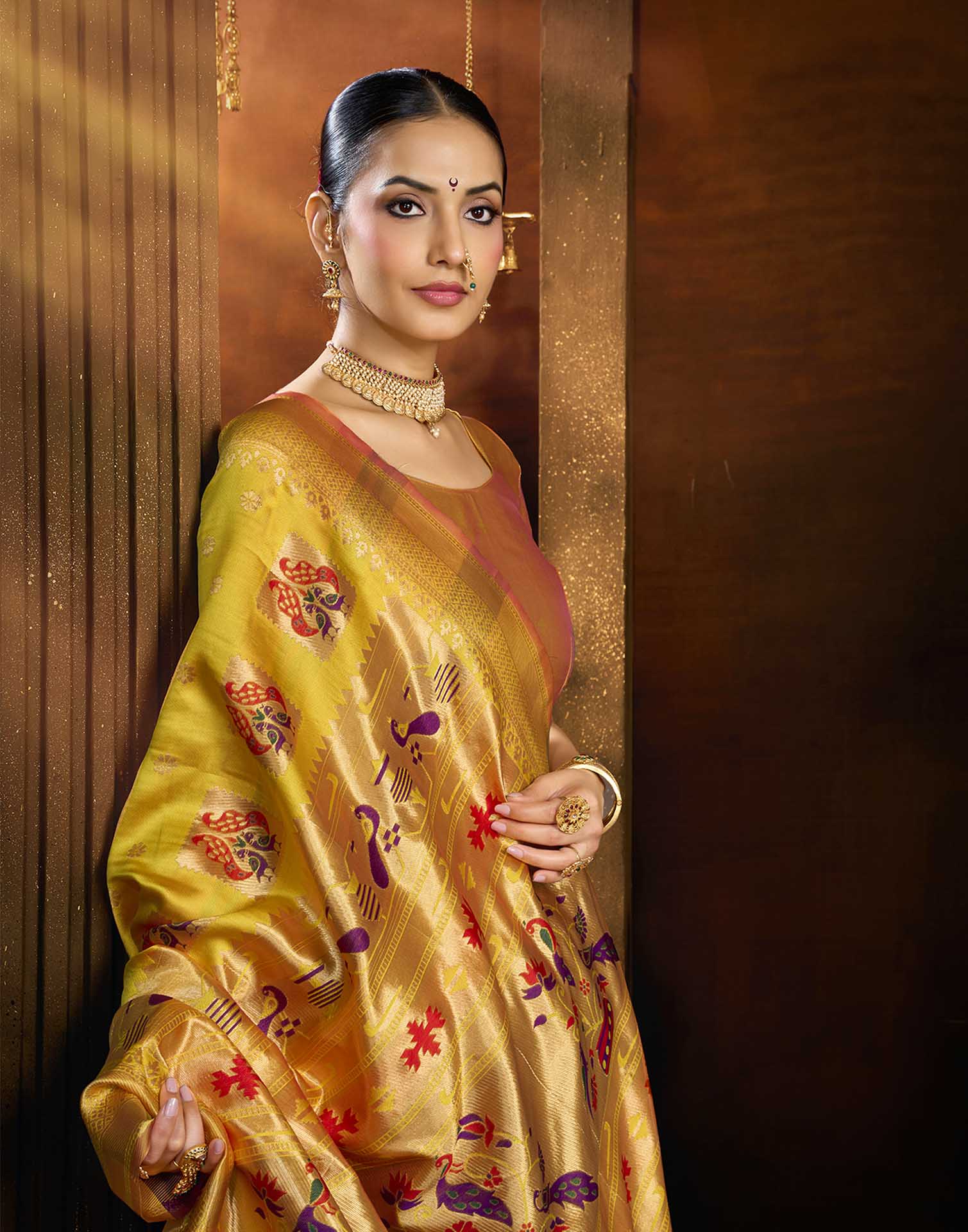 Yellow Silk Woven Paithani Saree