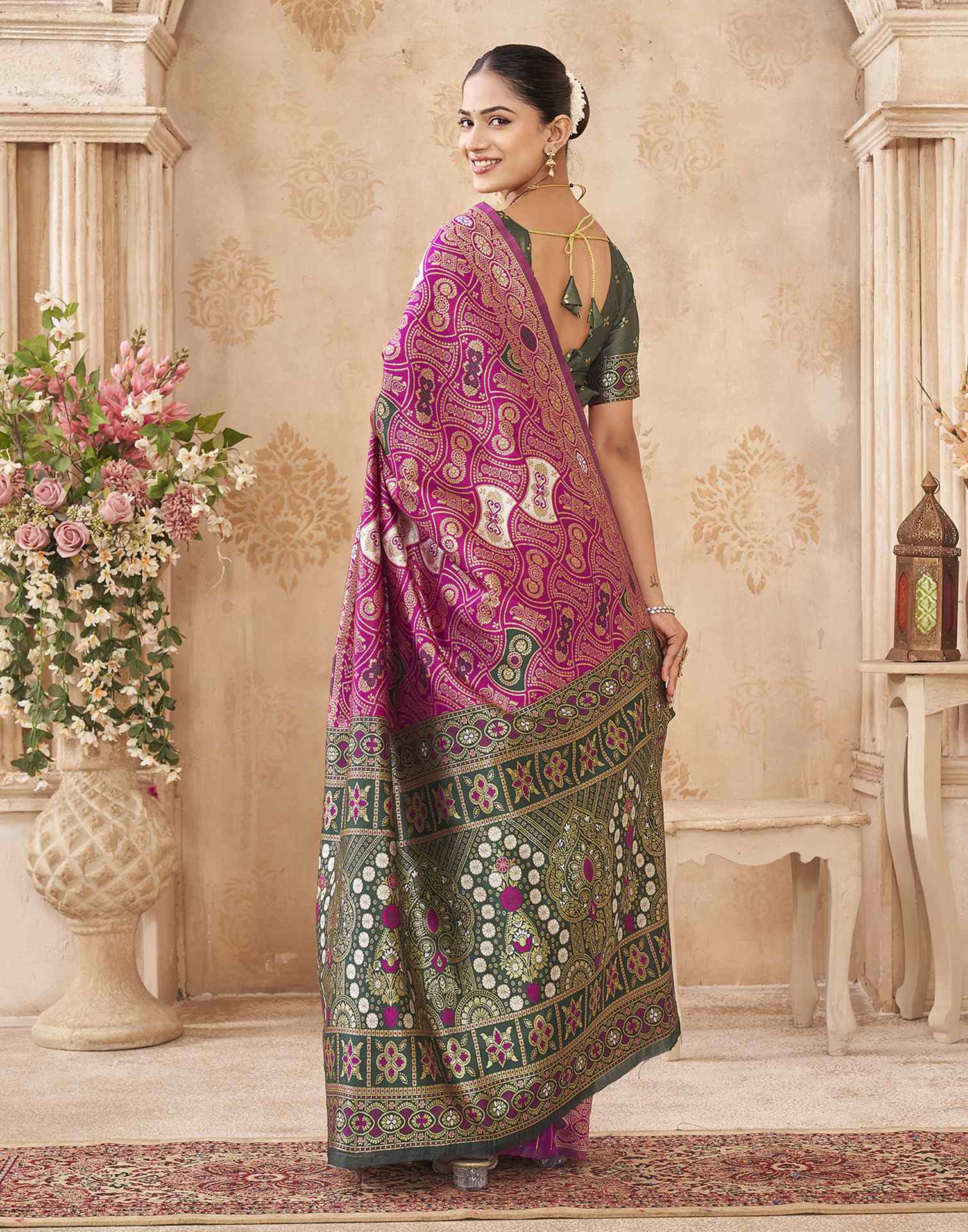 Pink Silk Woven Banarasi Saree