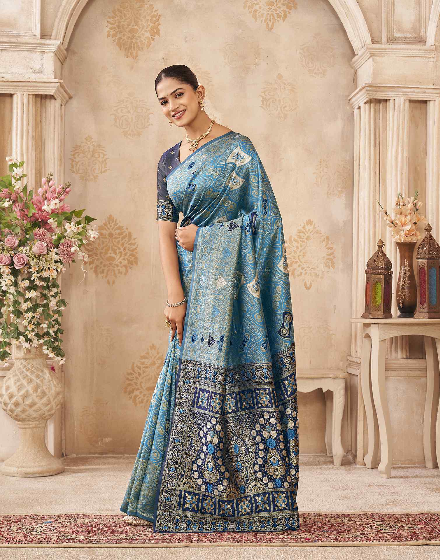 Blue Silk Woven Banarasi Saree