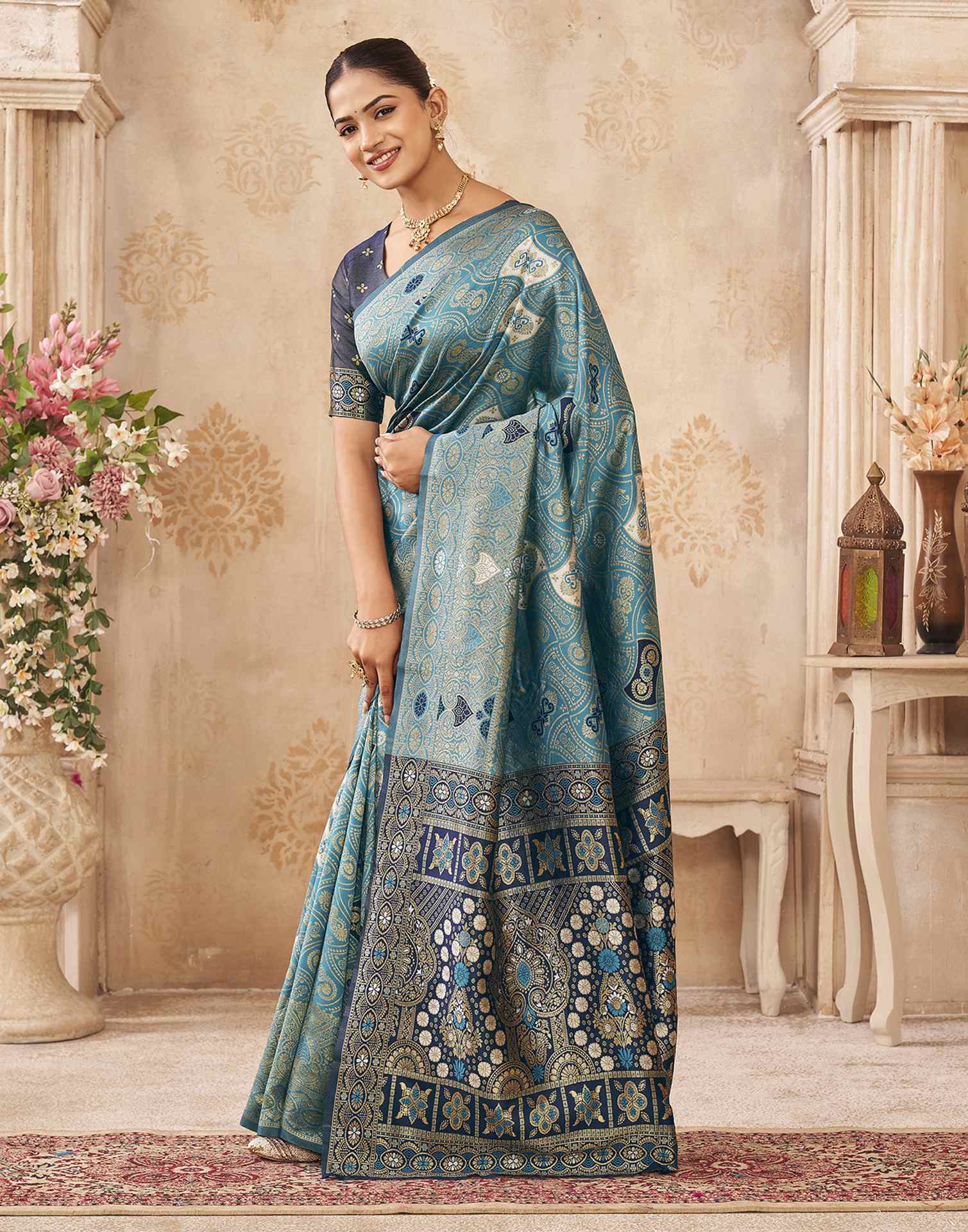 Blue Silk Woven Banarasi Saree