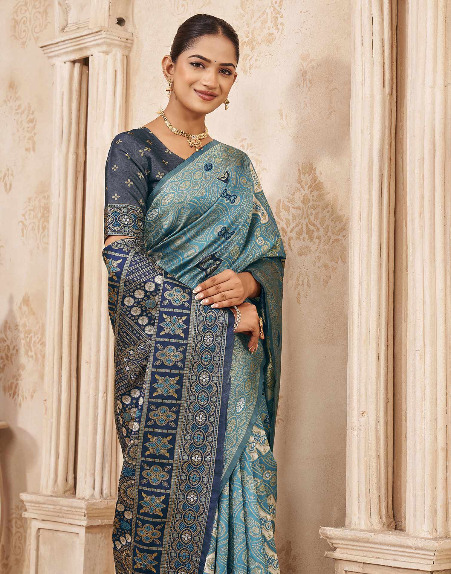 Blue Silk Woven Banarasi Saree