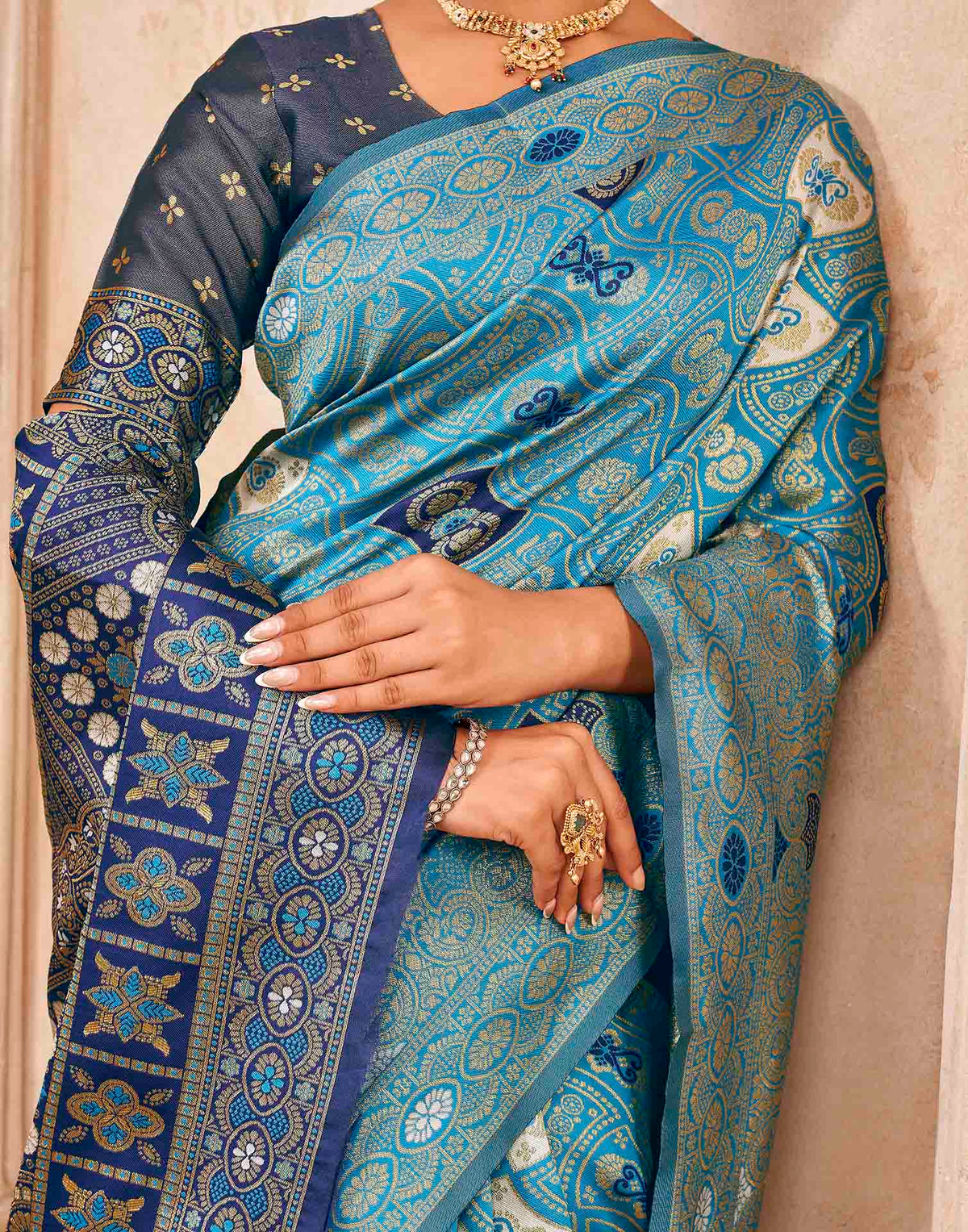 Blue Silk Woven Banarasi Saree