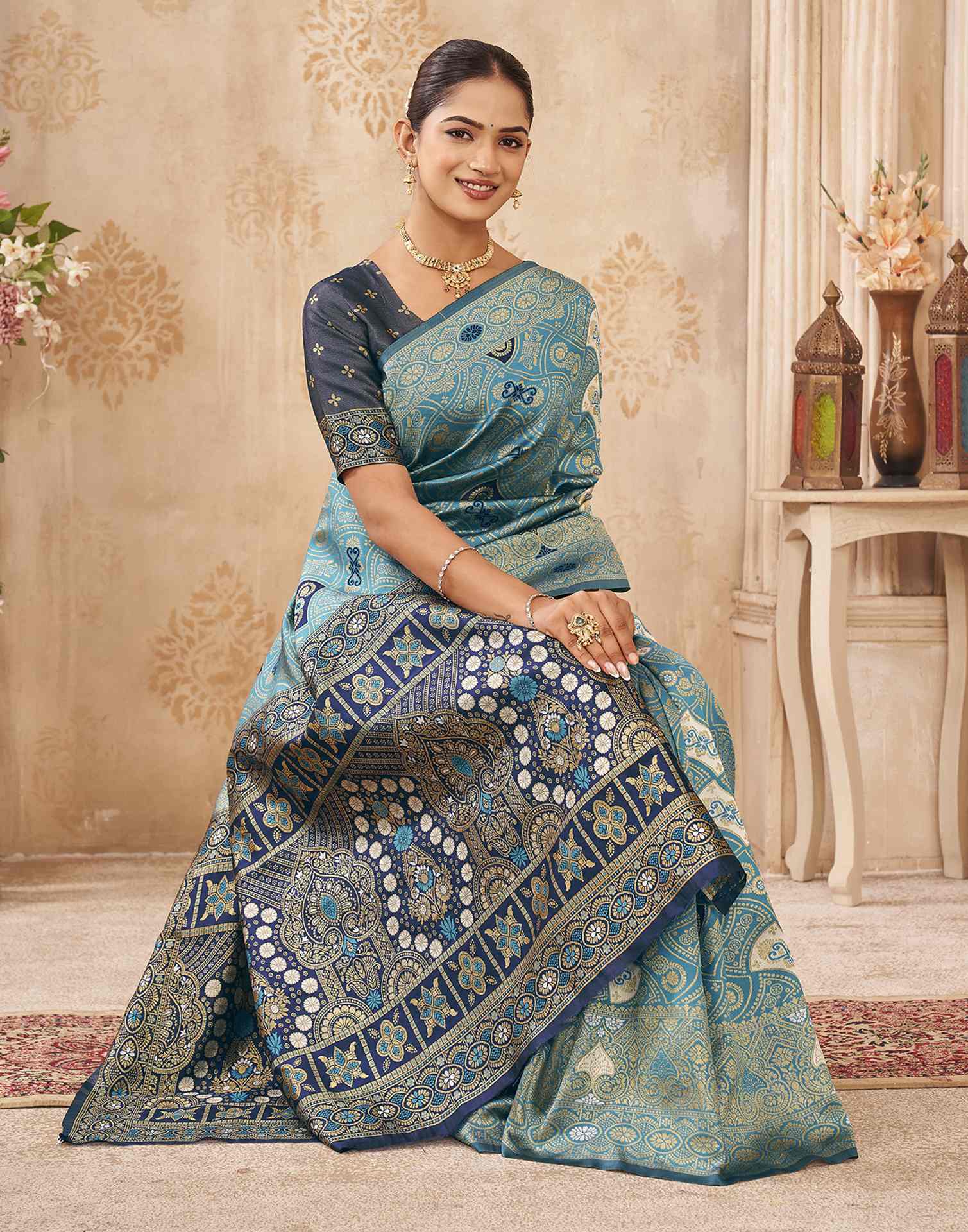 Blue Silk Woven Banarasi Saree