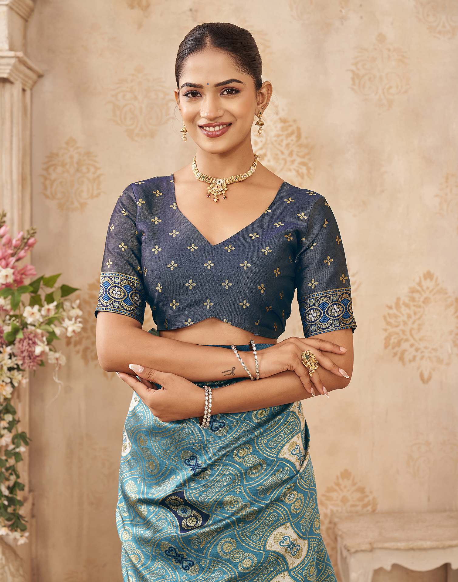 Blue Silk Woven Banarasi Saree