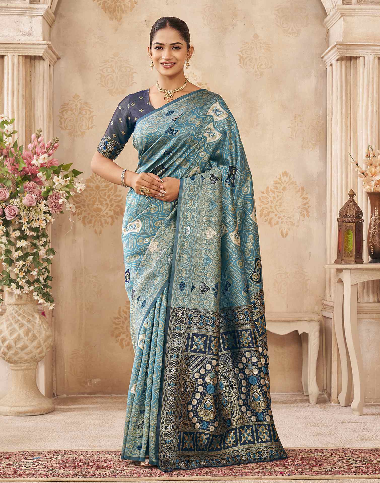 Blue Silk Woven Banarasi Saree