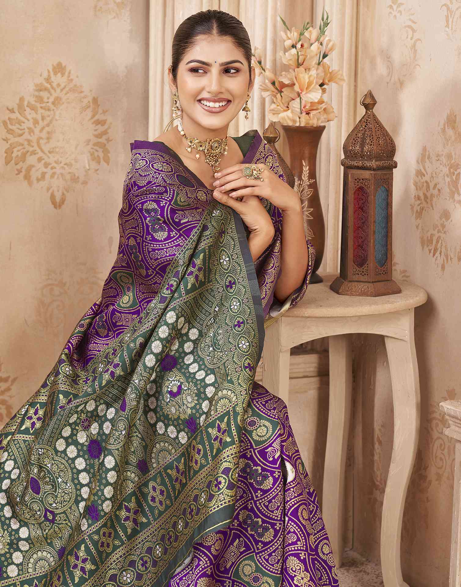 Purple Silk Woven Banarasi Saree