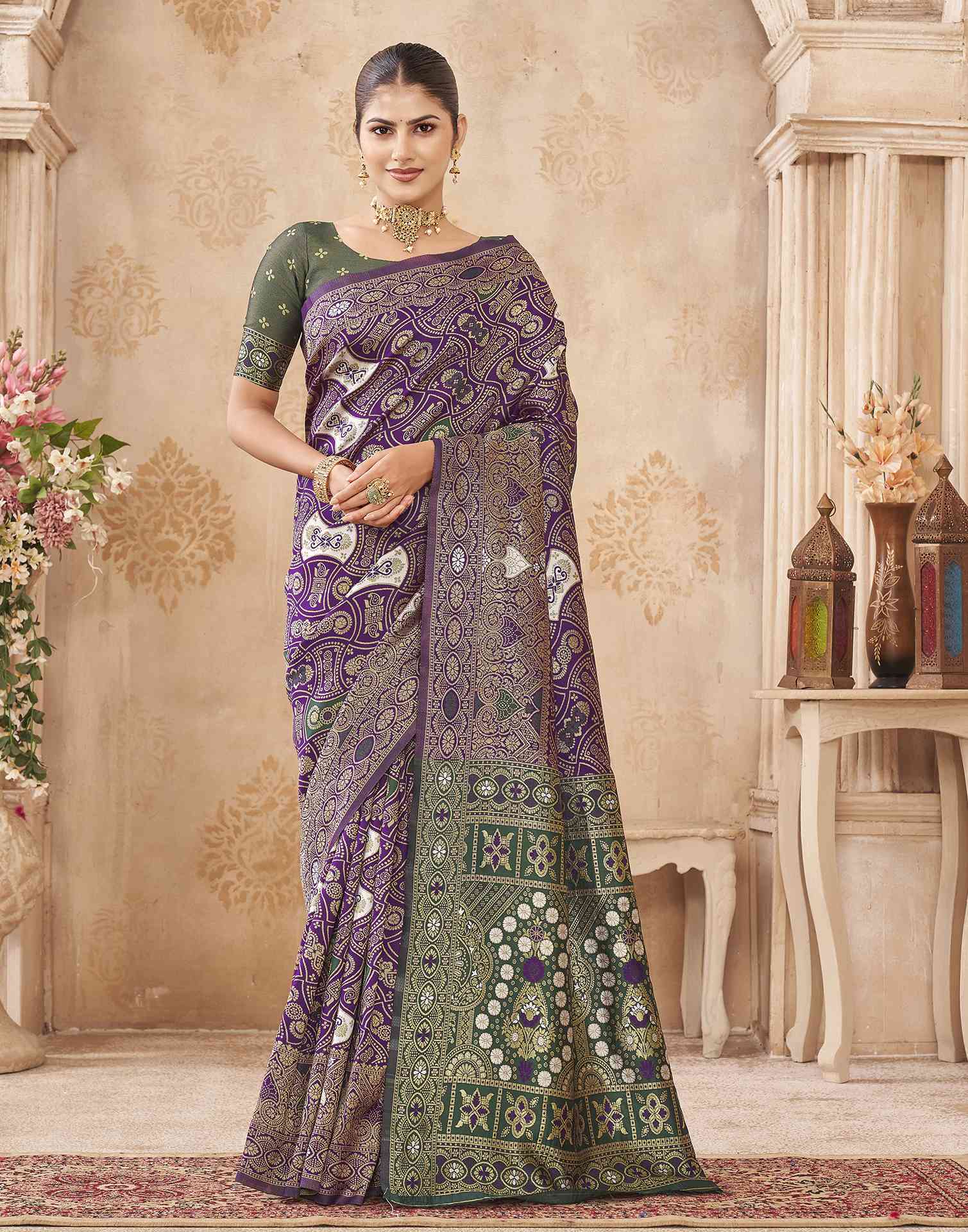 Purple Silk Woven Banarasi Saree