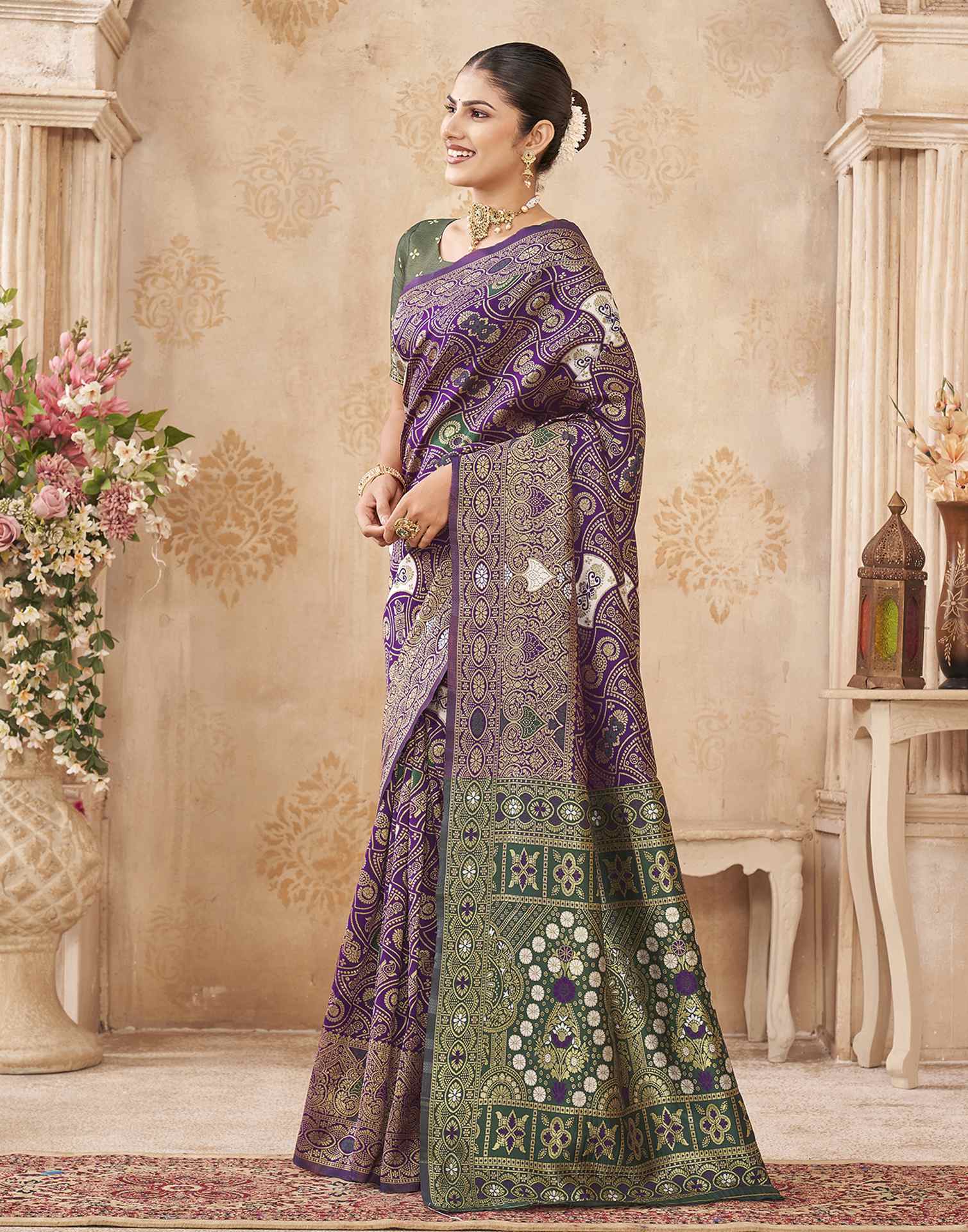 Purple Silk Woven Banarasi Saree