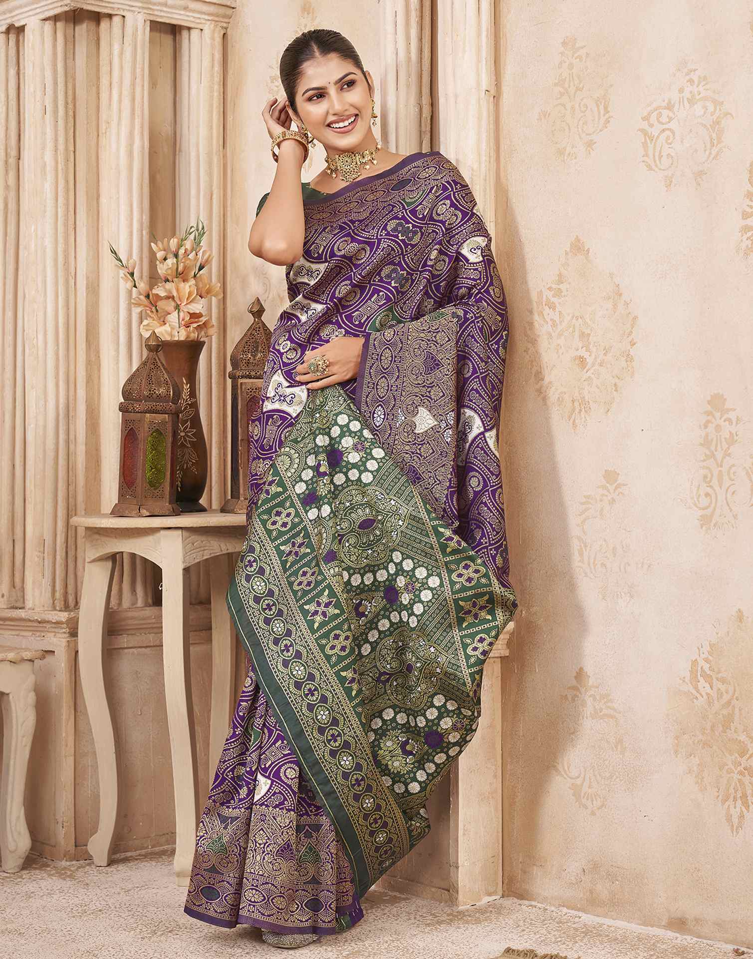 Purple Silk Woven Banarasi Saree