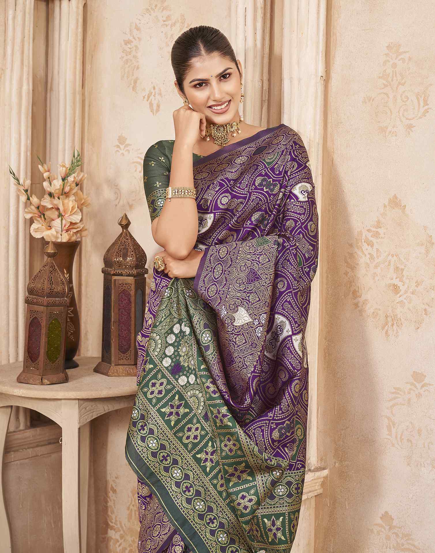 Purple Silk Woven Banarasi Saree
