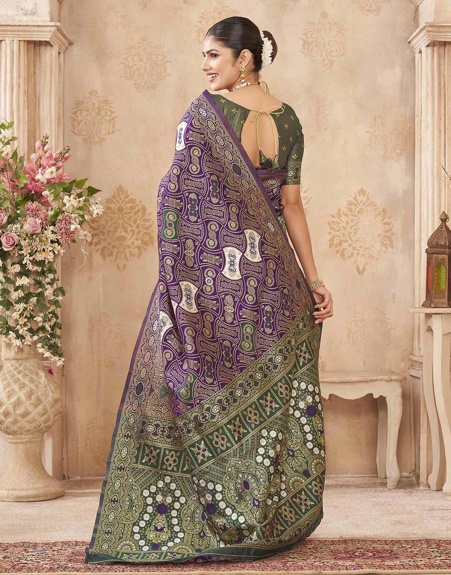 Purple Silk Woven Banarasi Saree