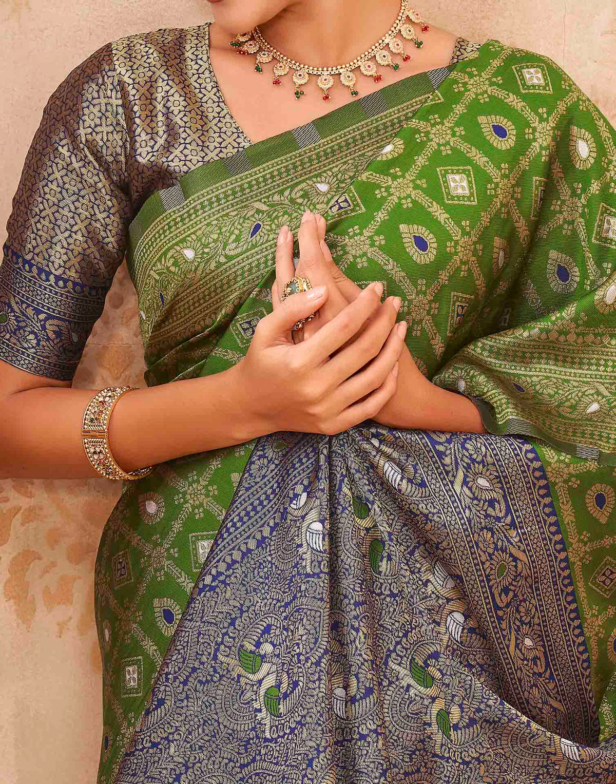 Mehandi Green Silk Woven Banarasi Saree