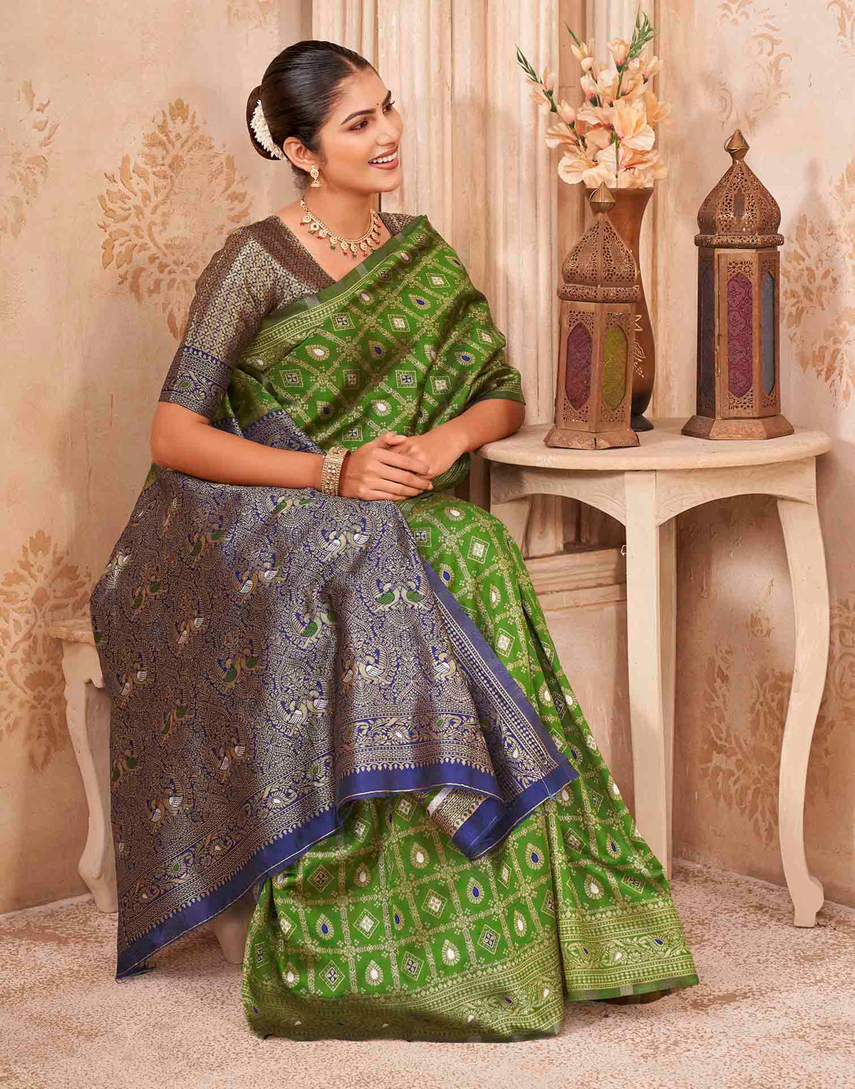 Mehandi Green Silk Woven Banarasi Saree