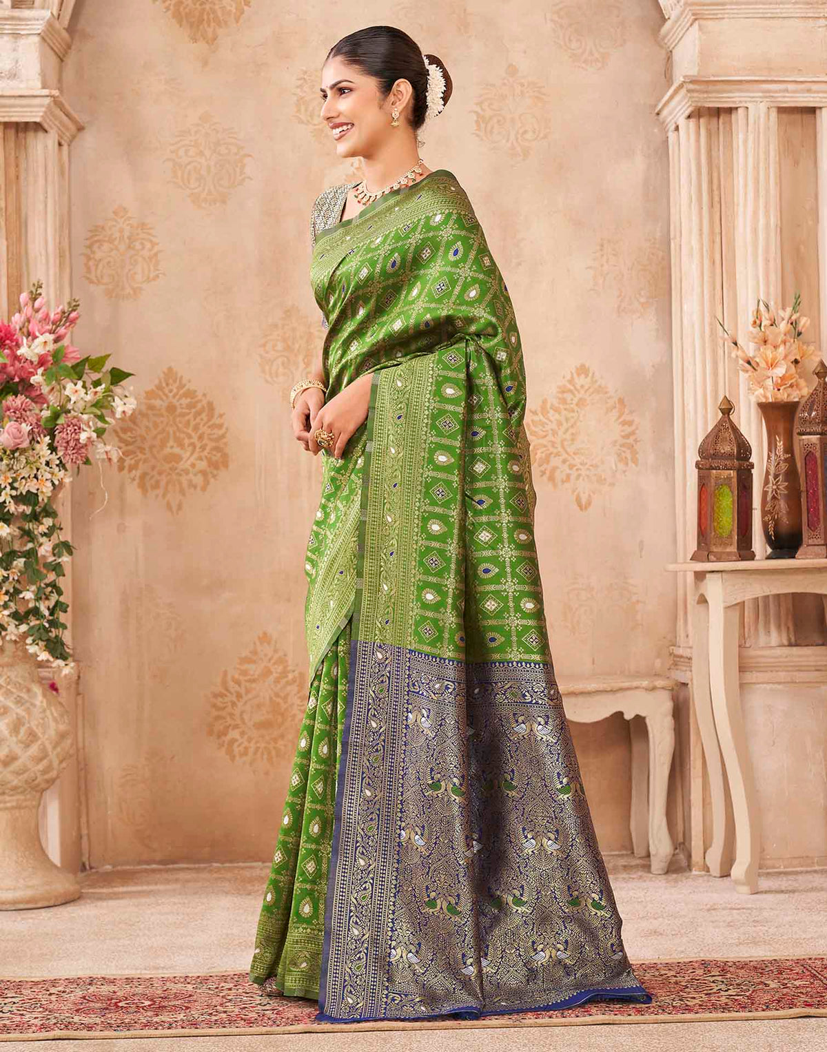Mehandi Green Silk Woven Banarasi Saree