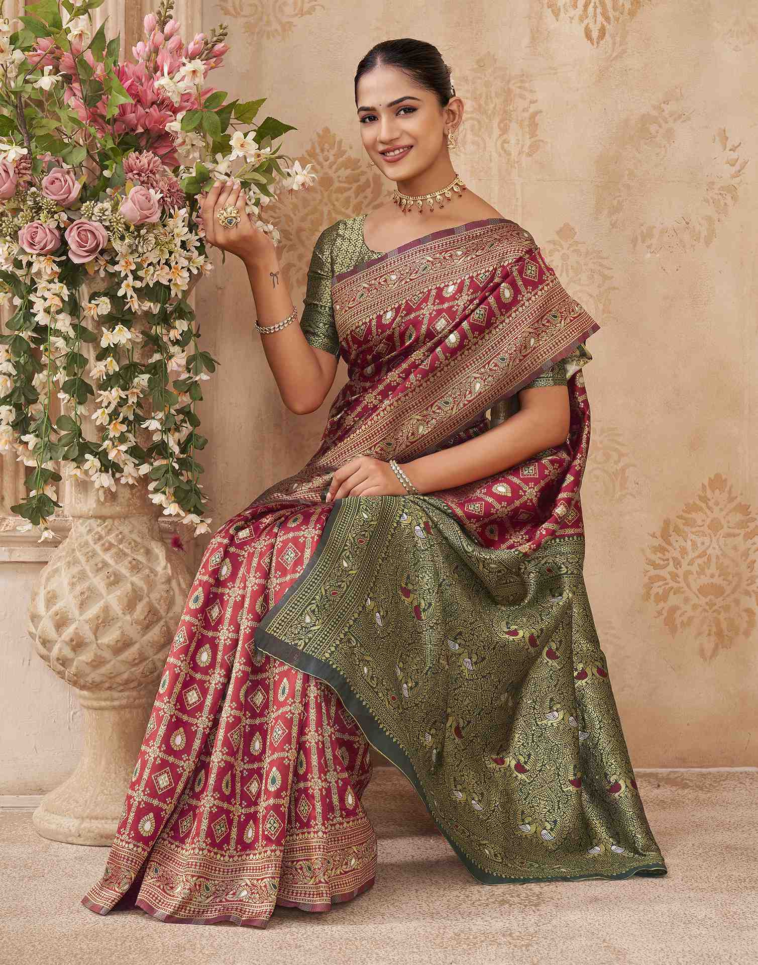 Red Silk Woven Banarasi Saree