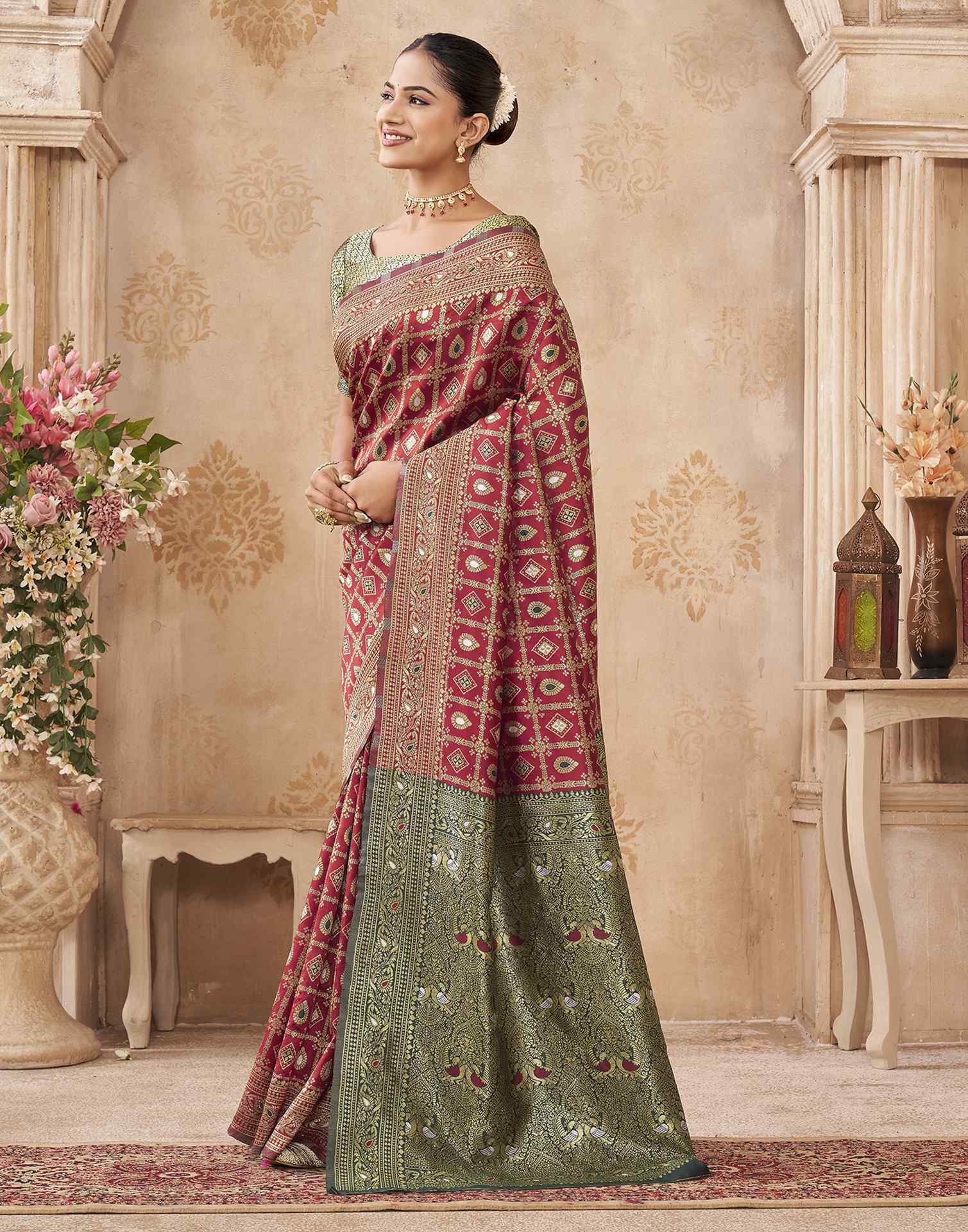Red Silk Woven Banarasi Saree