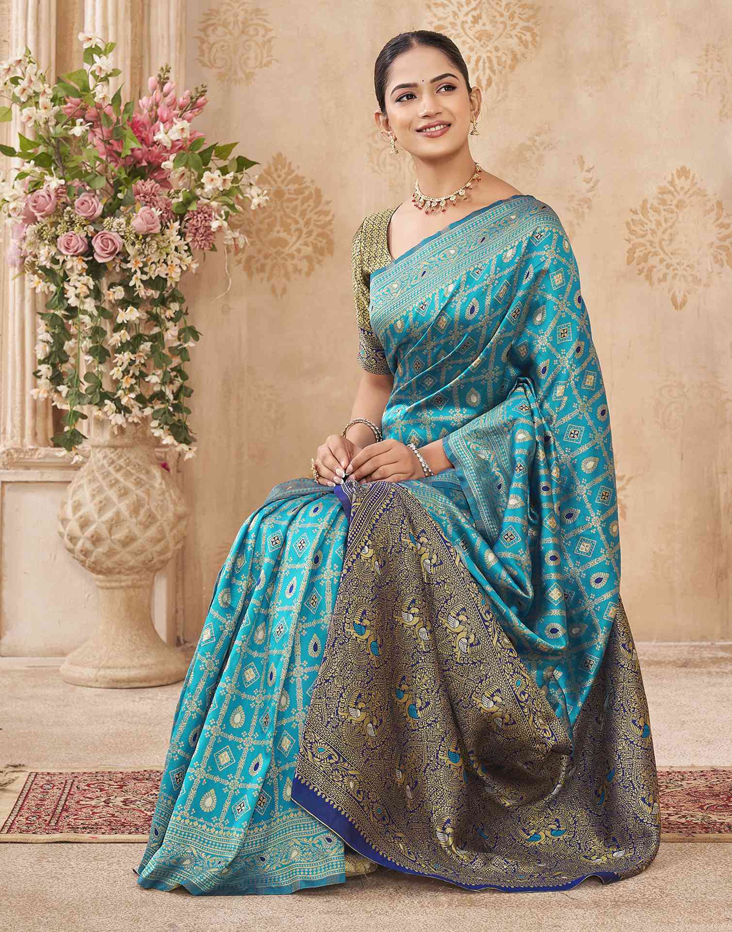 Blue Silk Woven Banarasi Saree