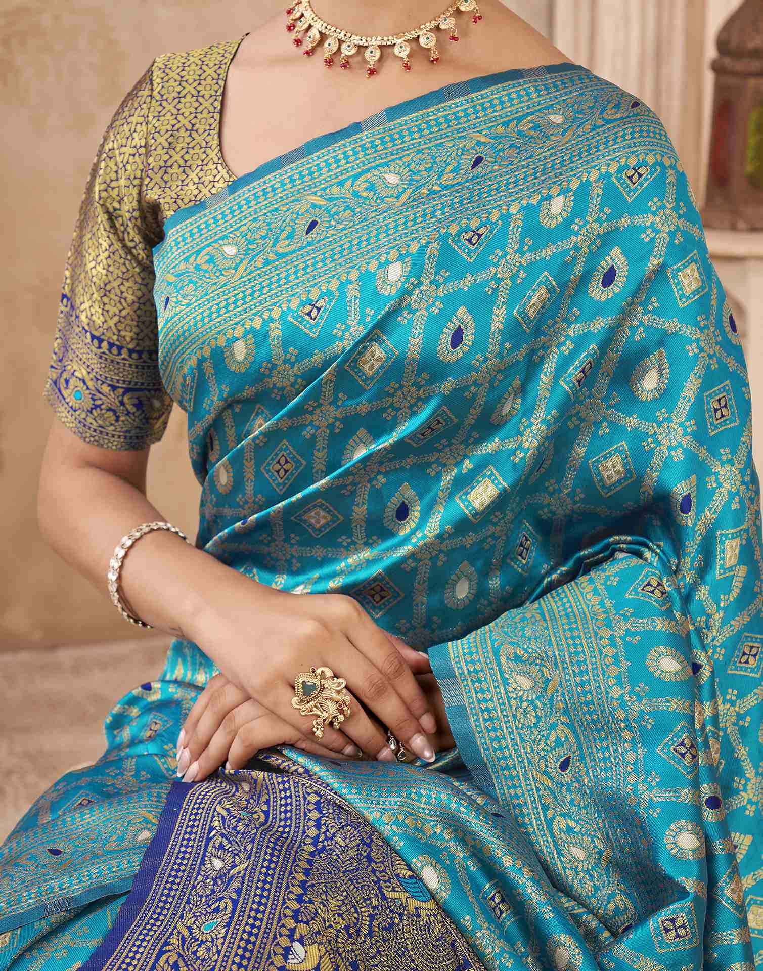 Blue Silk Woven Banarasi Saree