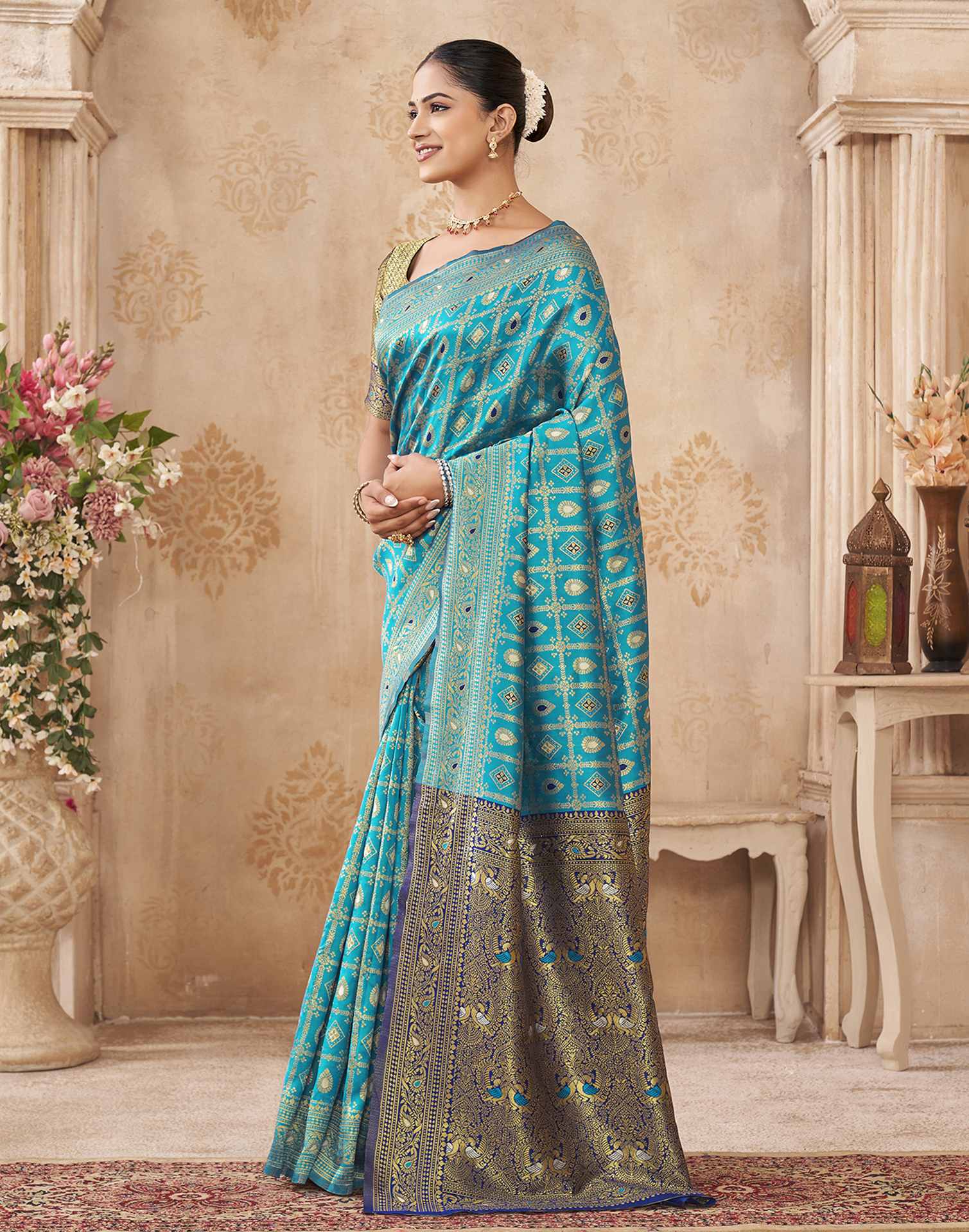 Blue Silk Woven Banarasi Saree