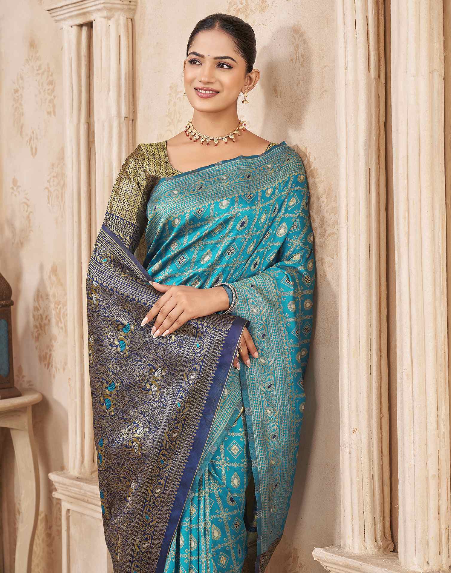 Blue Silk Woven Banarasi Saree