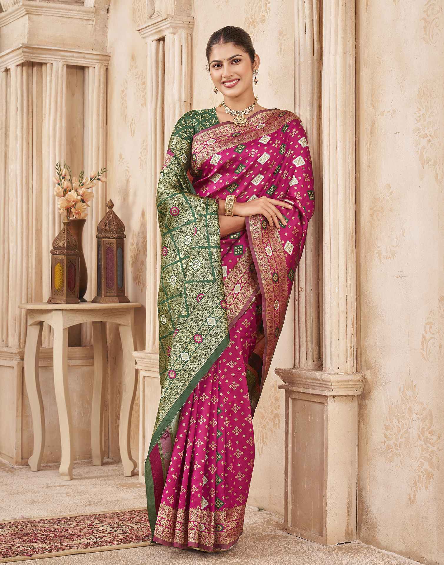 Rani Pink Silk Woven Banarasi Saree