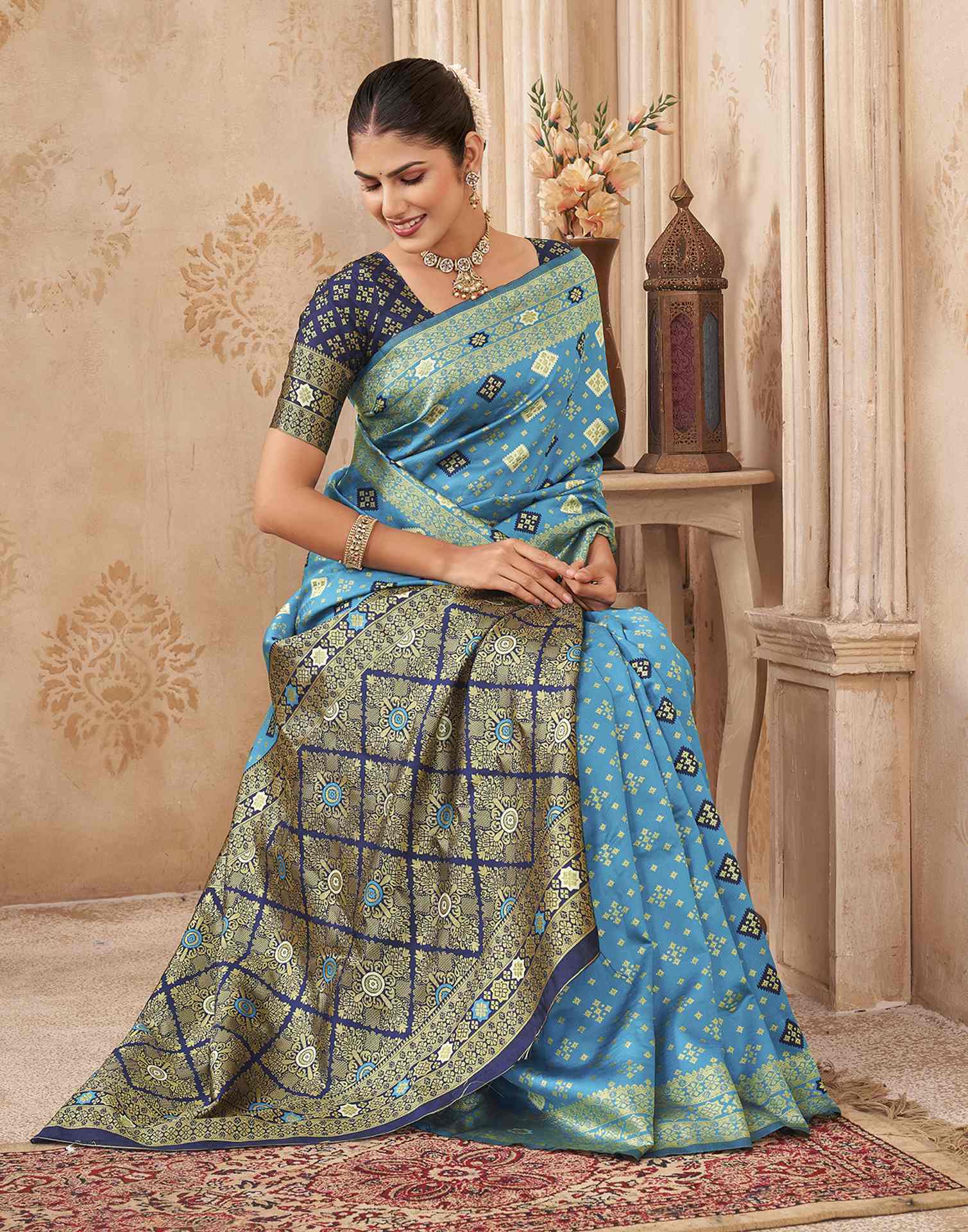 Blue Silk Woven Banarasi Saree