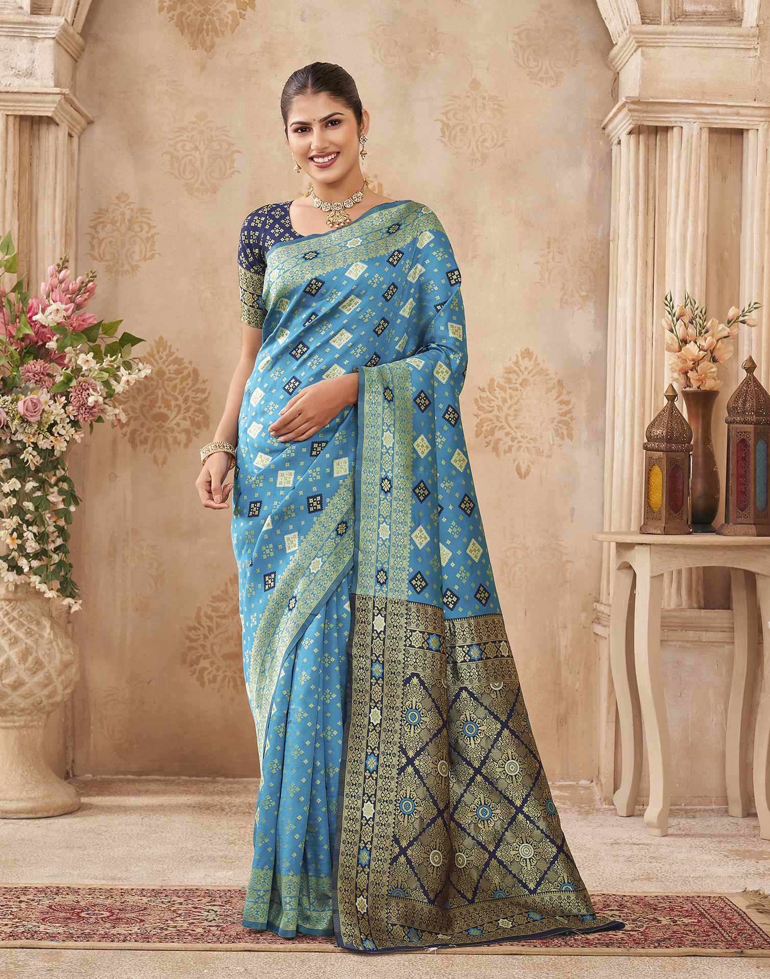 Blue Silk Woven Banarasi Saree