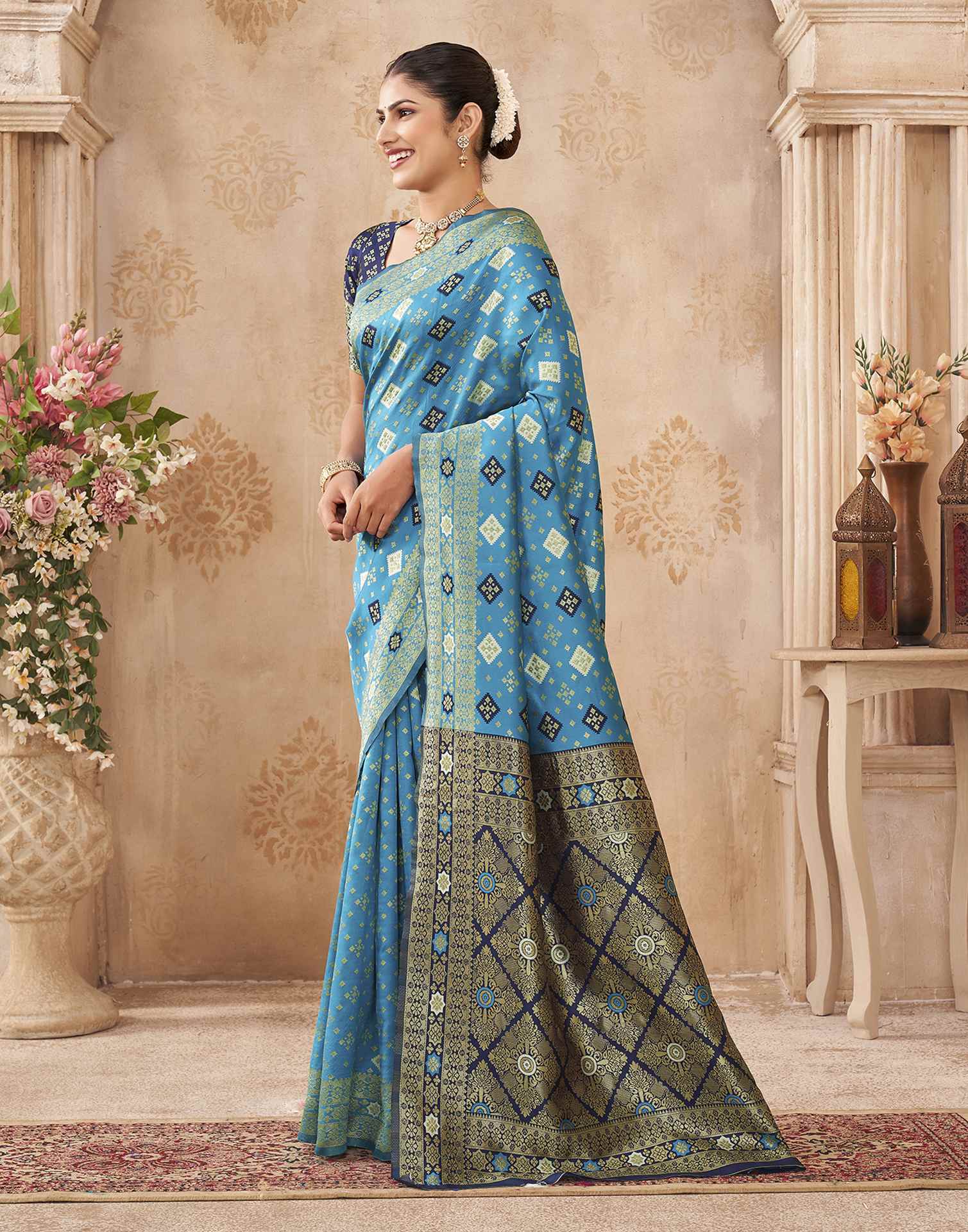 Blue Silk Woven Banarasi Saree