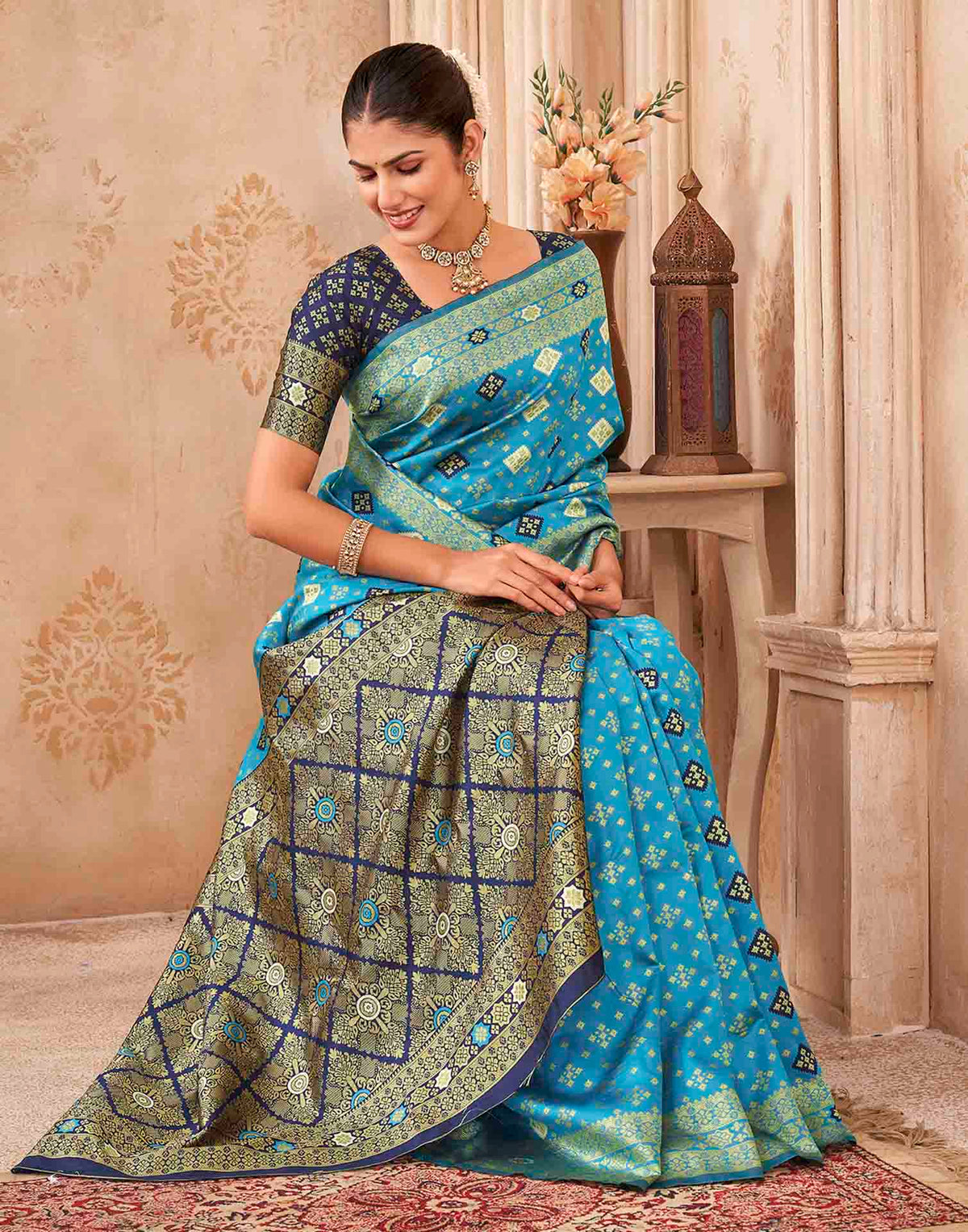 Blue Silk Woven Banarasi Saree