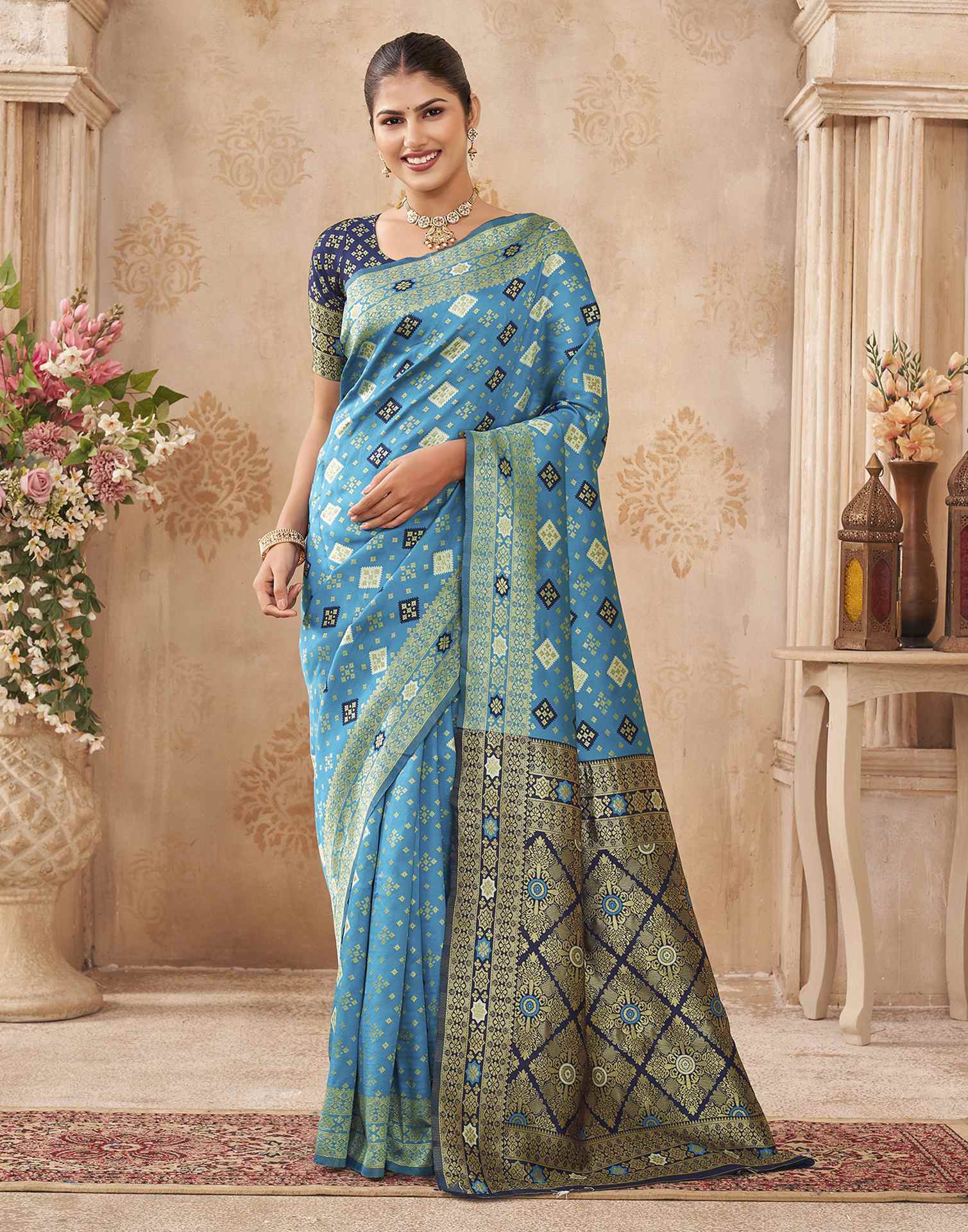 Blue Silk Woven Banarasi Saree