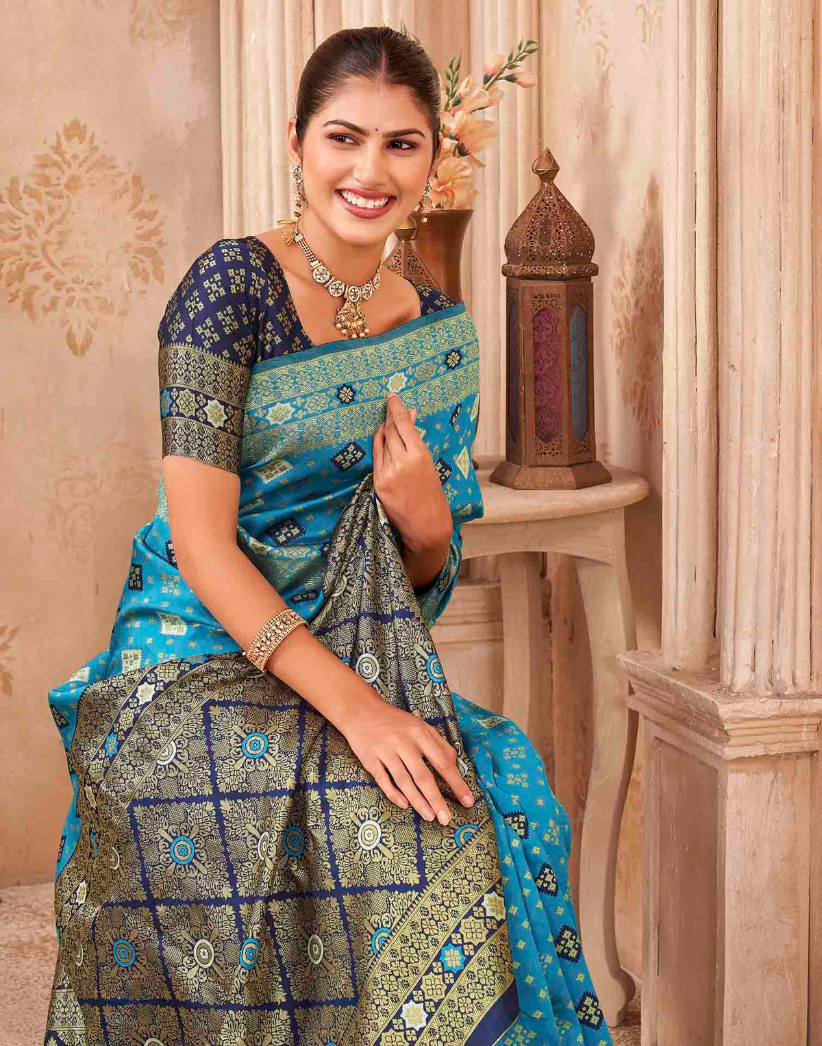 Blue Silk Woven Banarasi Saree