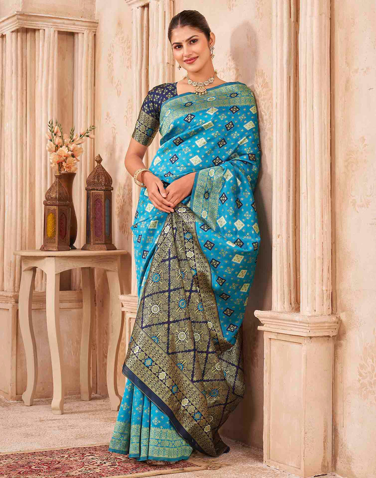 Blue Silk Woven Banarasi Saree
