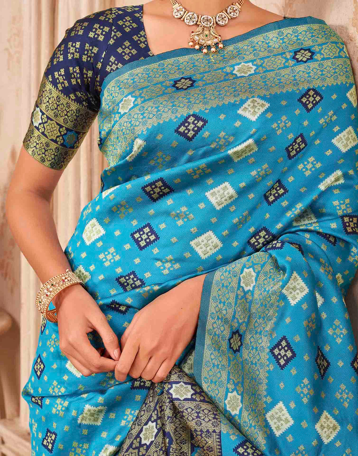 Blue Silk Woven Banarasi Saree