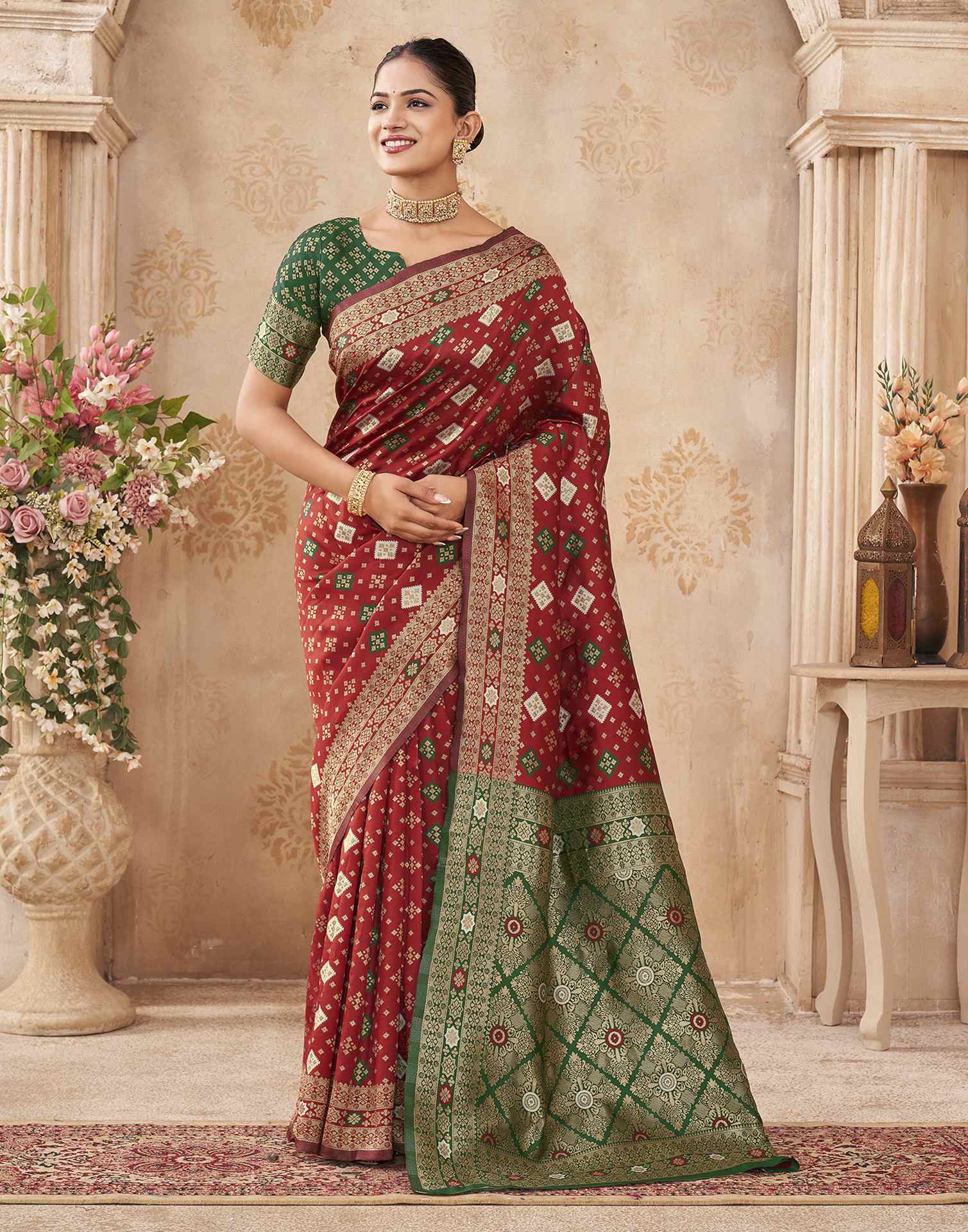 Red Silk Woven Banarasi Saree