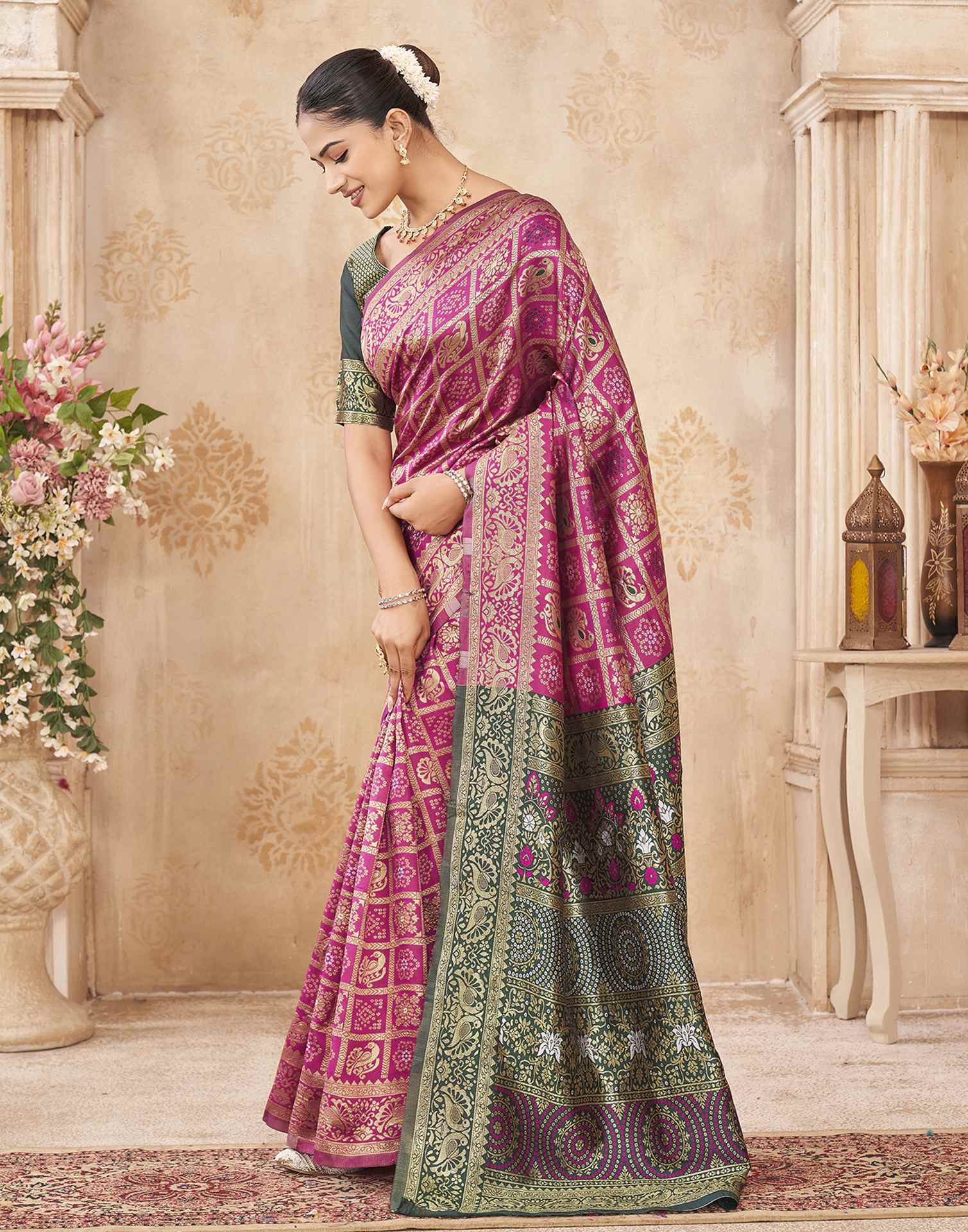 Pink Silk Woven Patola Saree