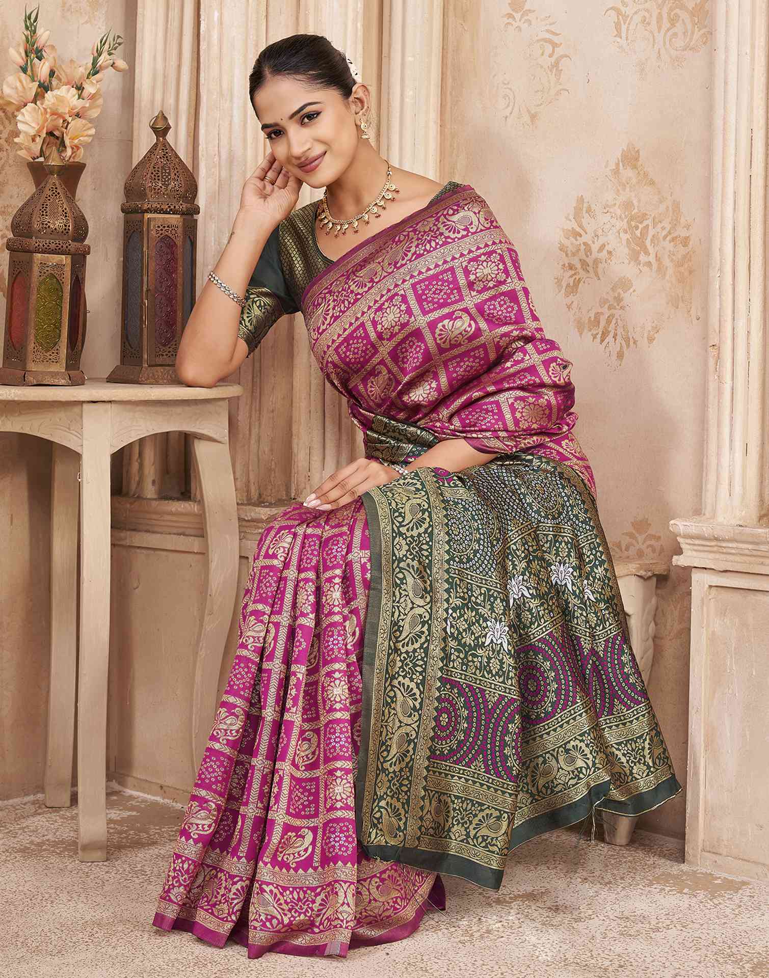Pink Silk Woven Patola Saree