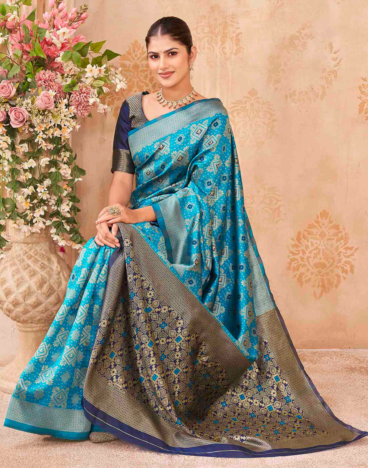 Blue Silk Woven Patola Saree
