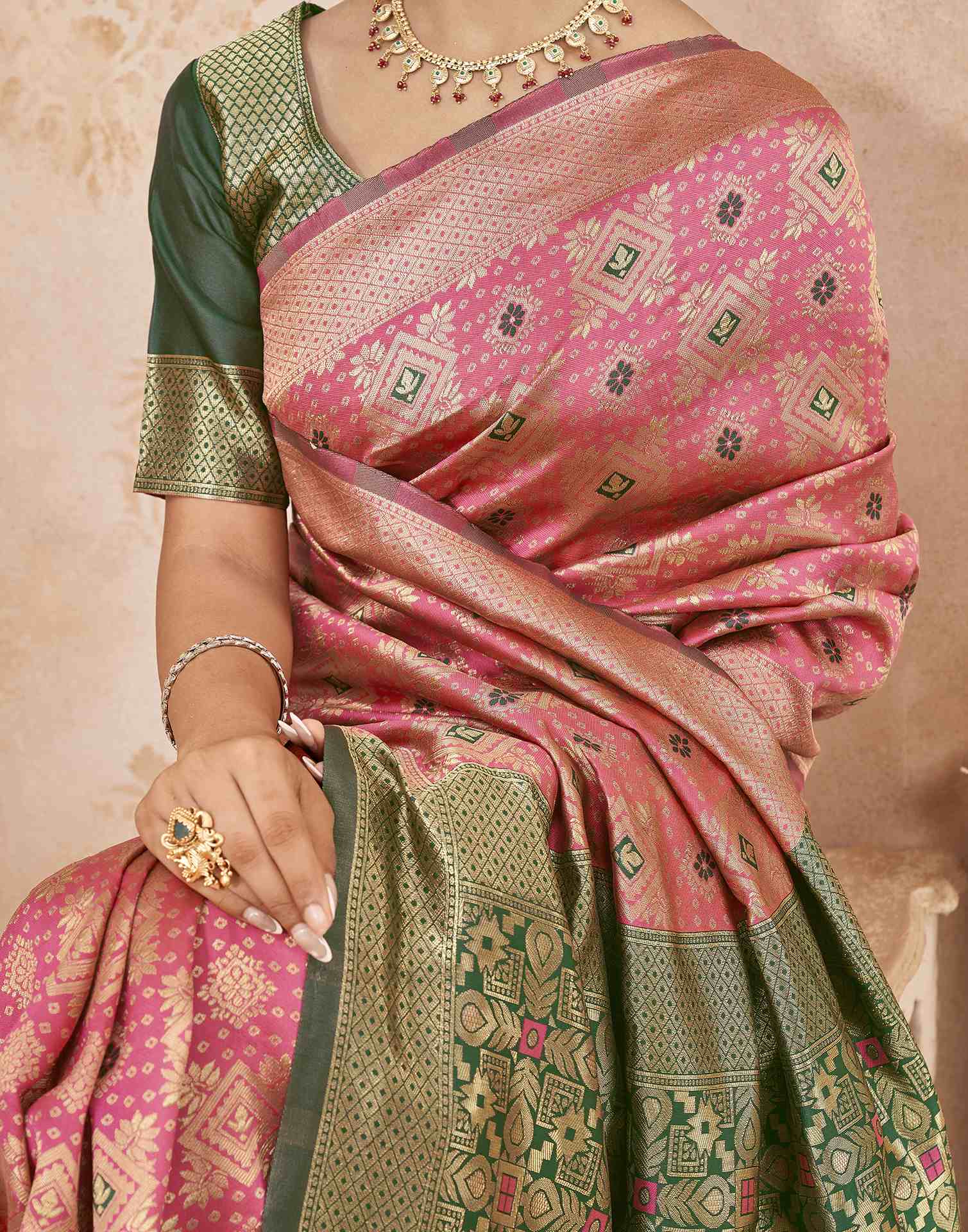 Pink Silk Woven Patola Saree