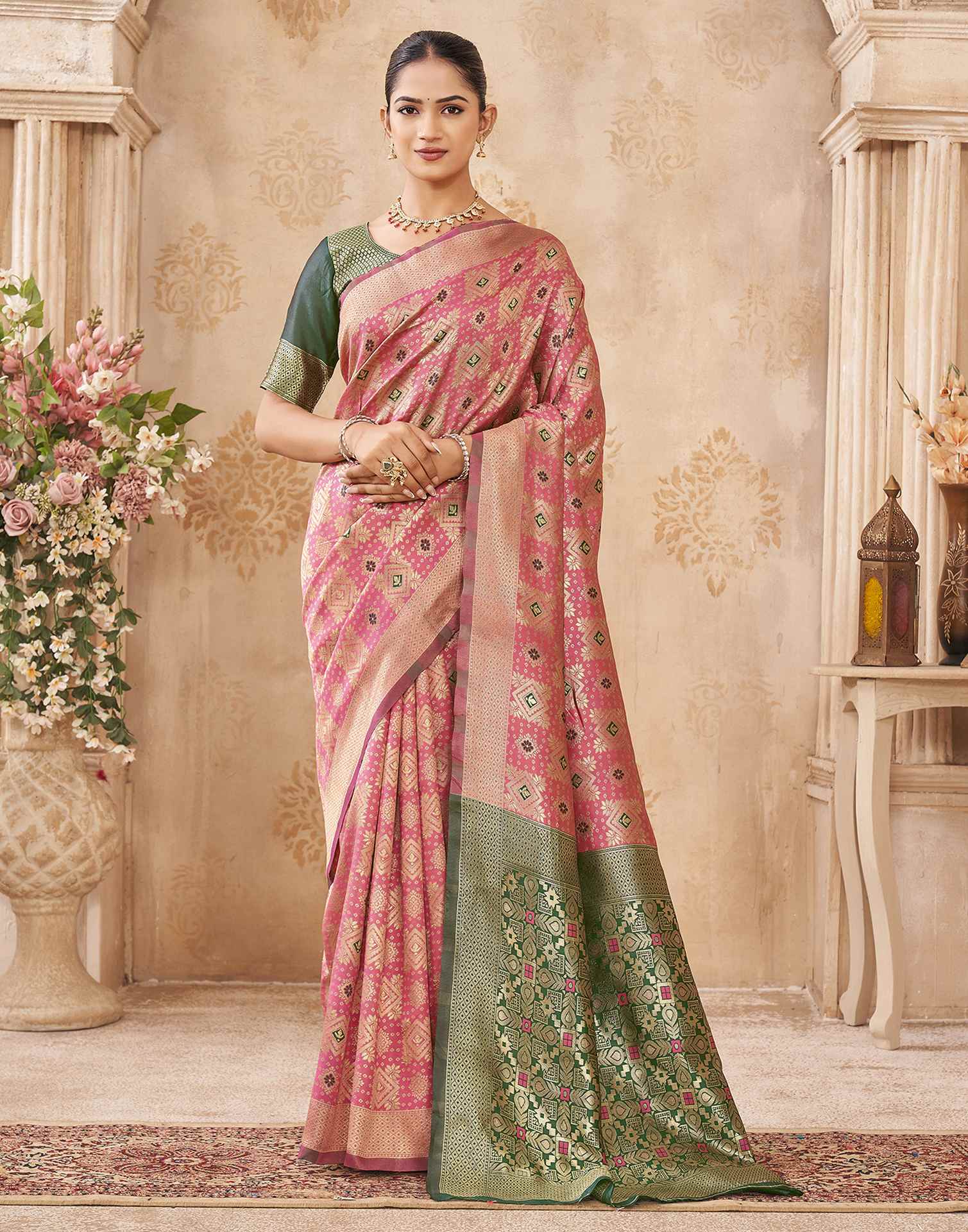 Pink Silk Woven Patola Saree