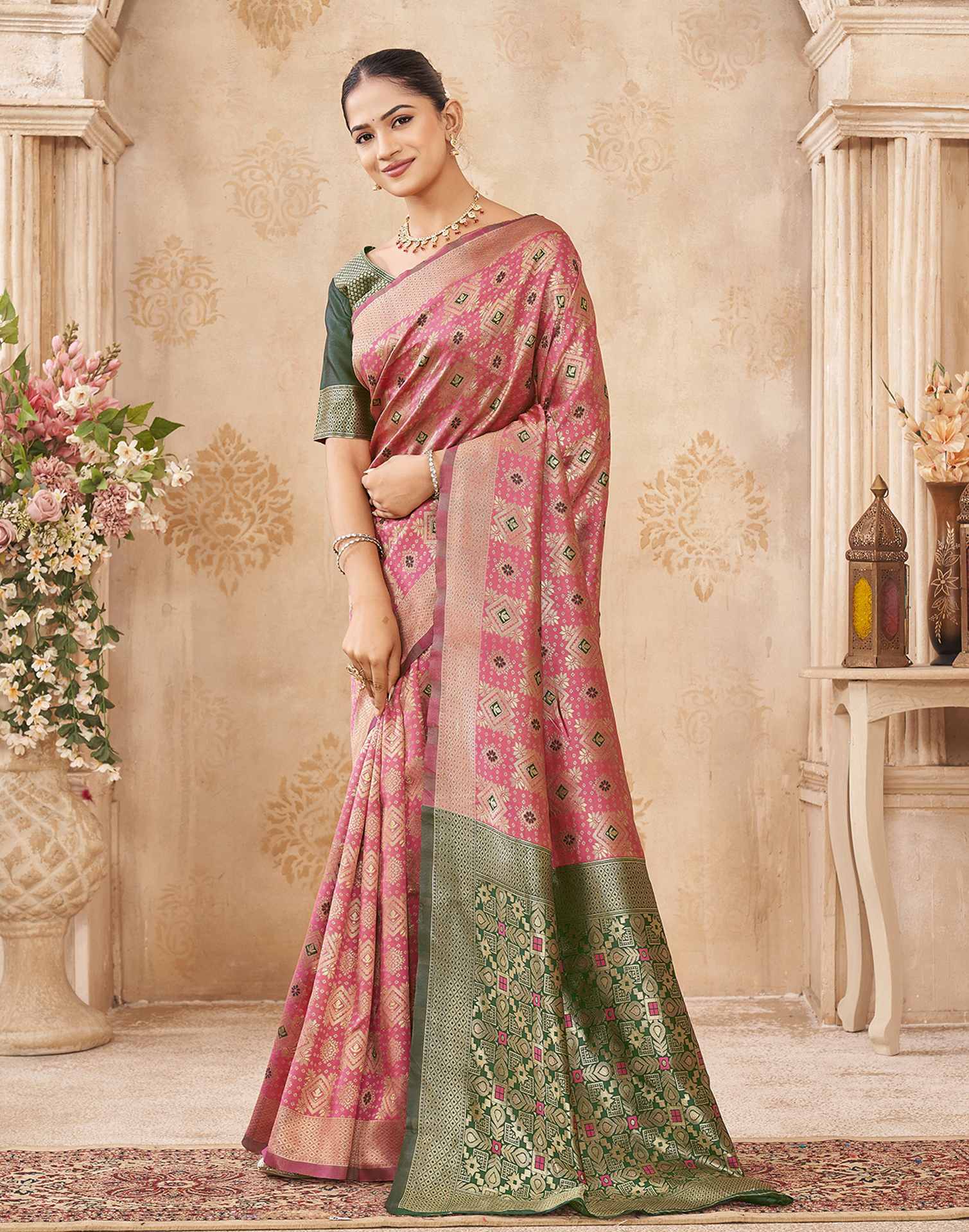 Pink Silk Woven Patola Saree
