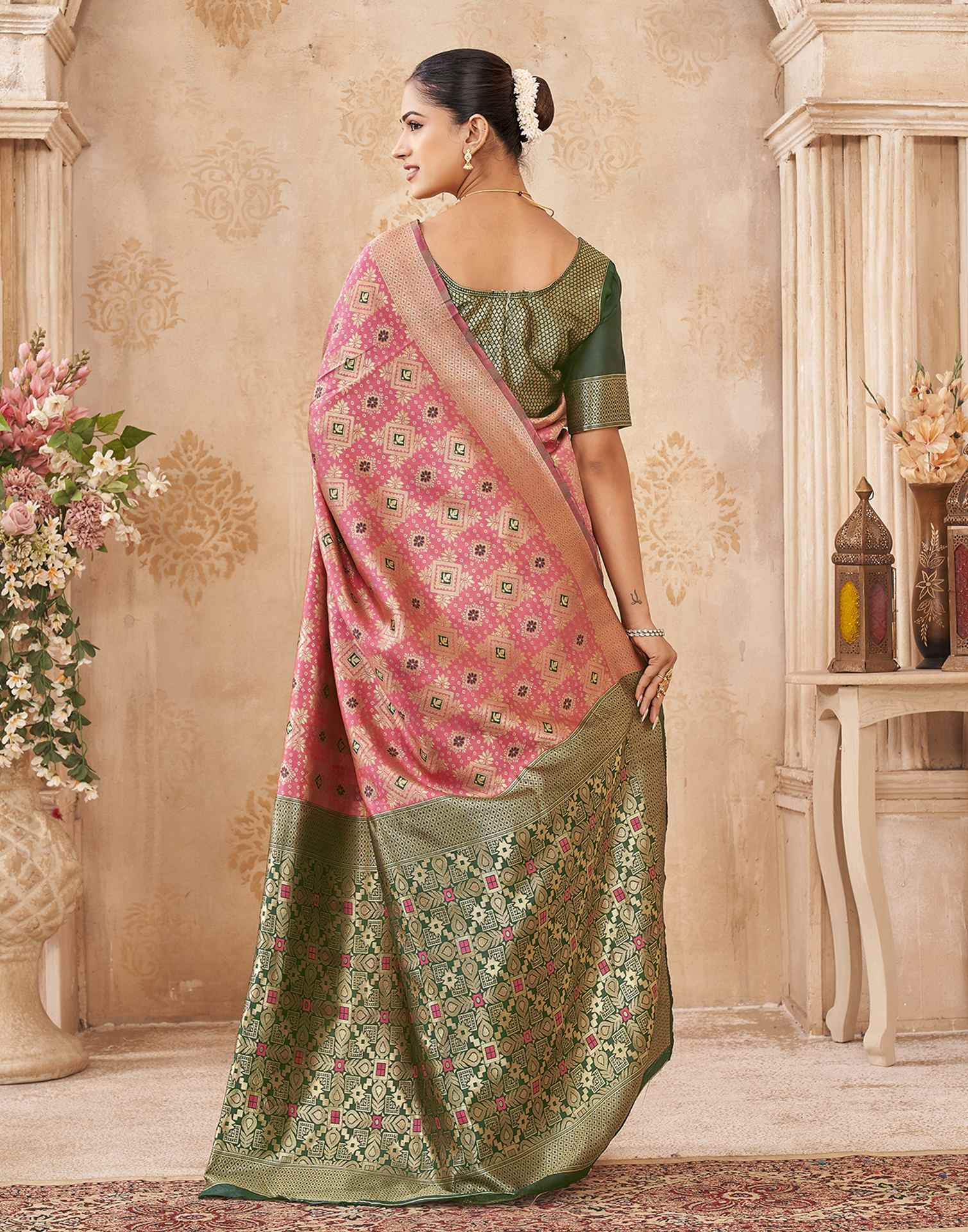 Pink Silk Woven Patola Saree