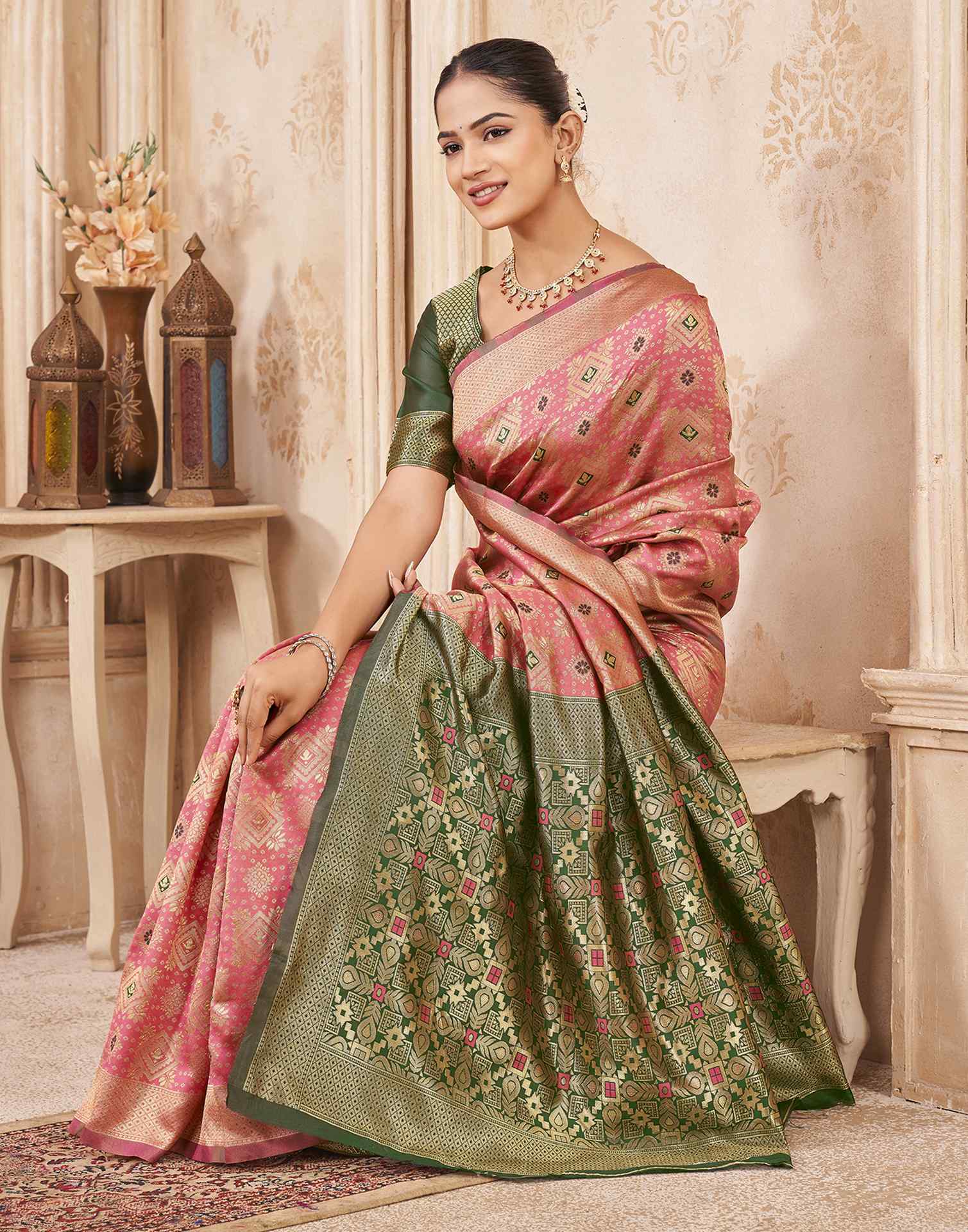 Pink Silk Woven Patola Saree