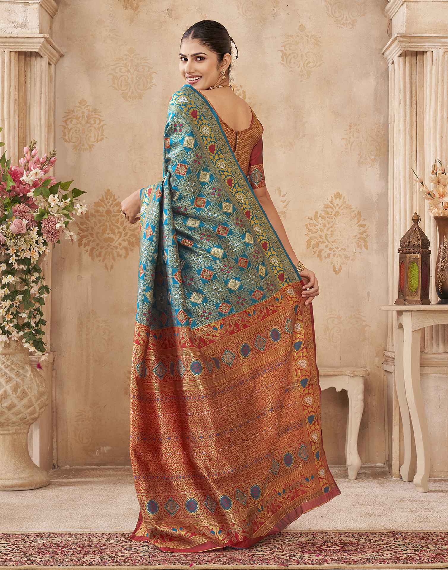 Turquoise Silk Woven Patola Saree